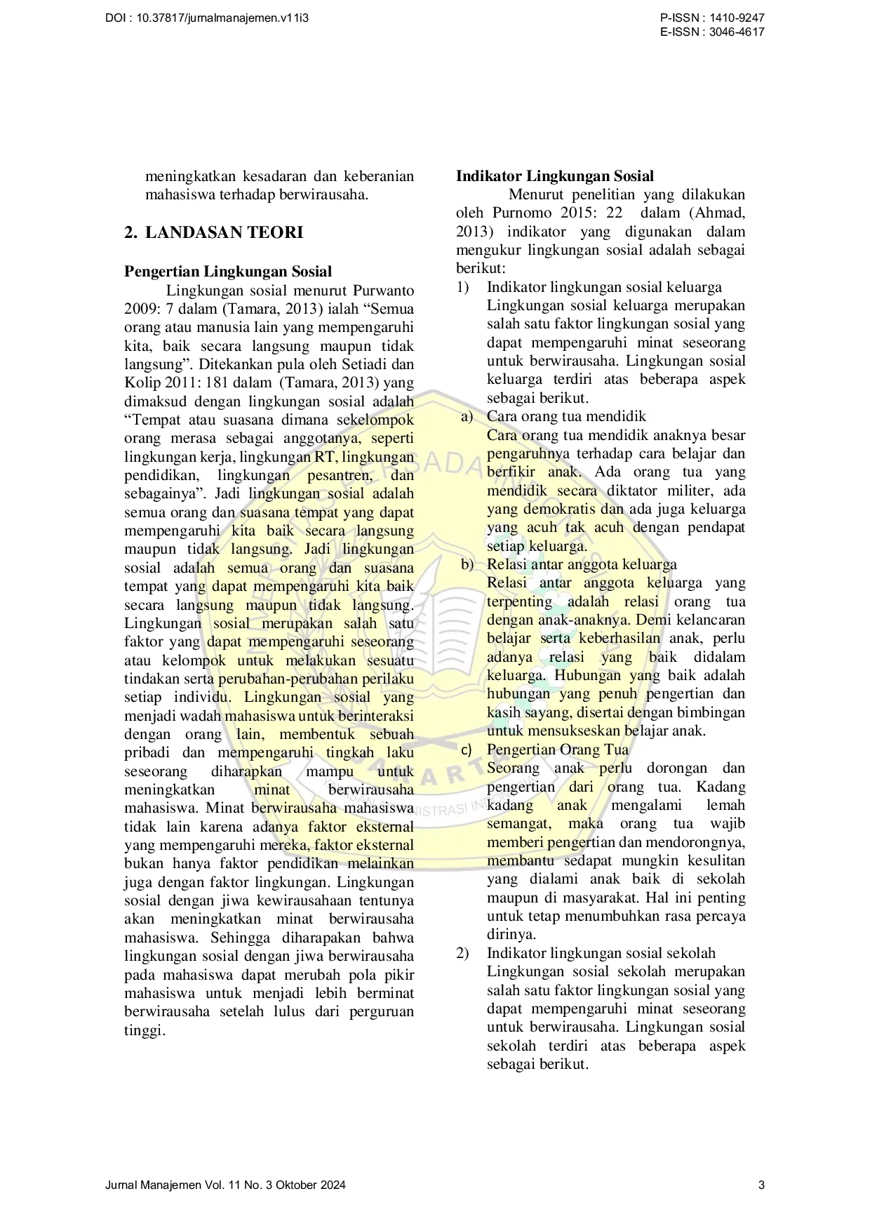 JURIS Analisis Lingkungan Sosial Terhadap Minat Berwirausaha Mahasiswa Universitas Wahid Hasyim Semarang