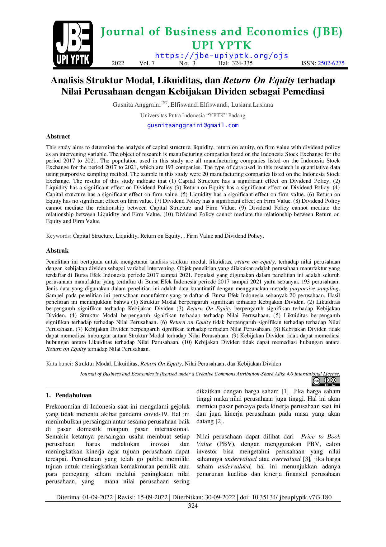 JURIS Analisis Struktur Modal Likuiditas dan Return On Equity terhadap Nilai Perusahaan dengan Kebijakan Dividen sebagai Pemediasi