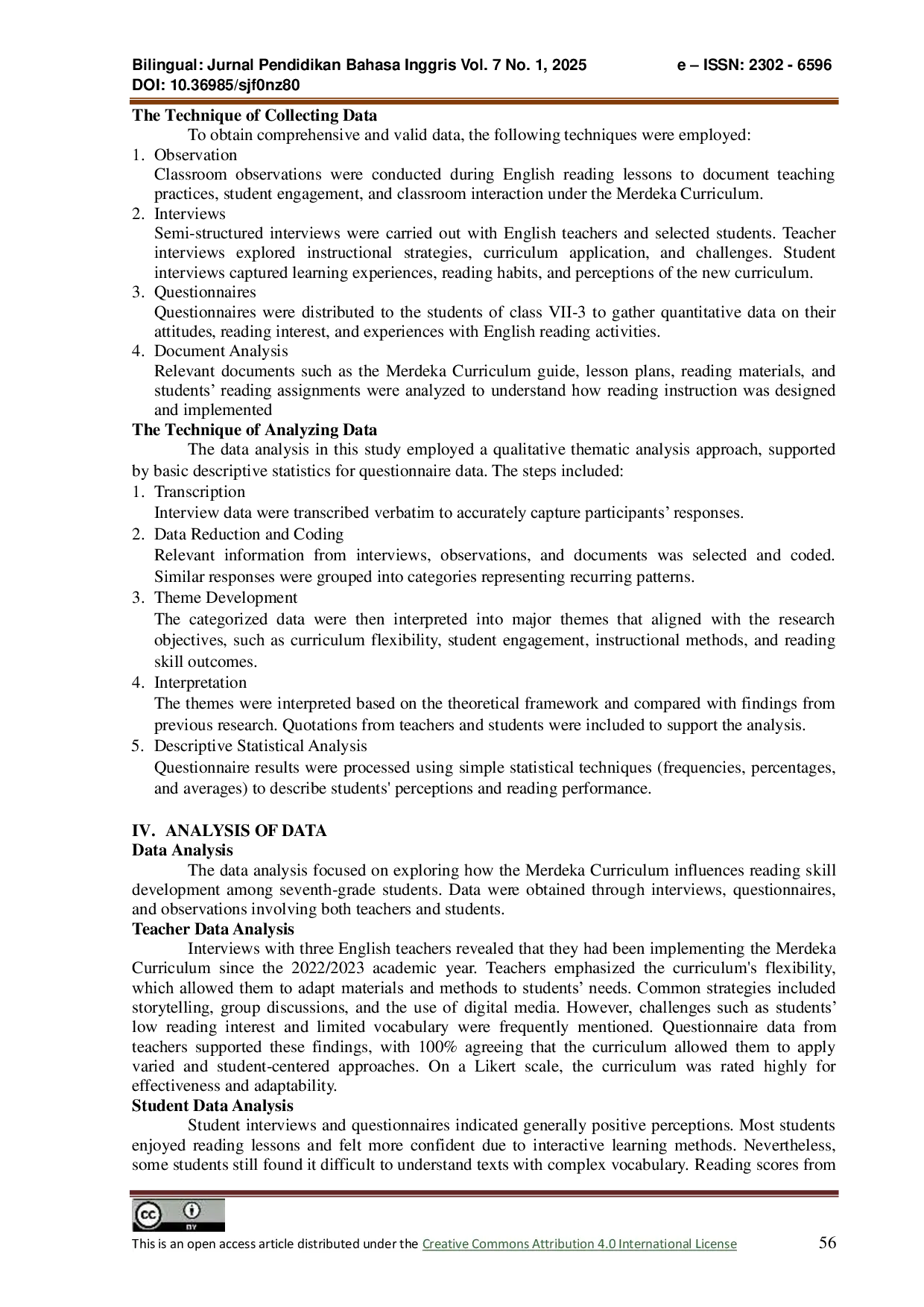 JURIS The Analysis of Merdeka Curriculum in Developingreading Skill of Seventh Grade in SMP Negeri 4 Pematang Siantar