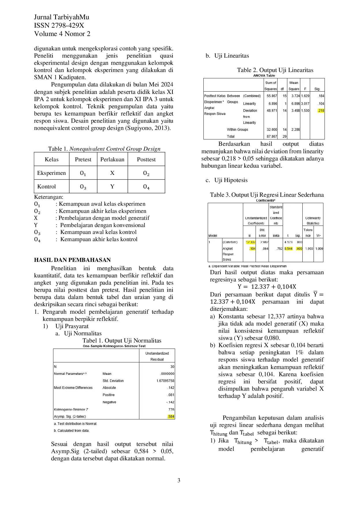 JURIS Pengaruh Model Pembelajaran Generatif Terhadap Kemampuan Reflektif Siswa Sma