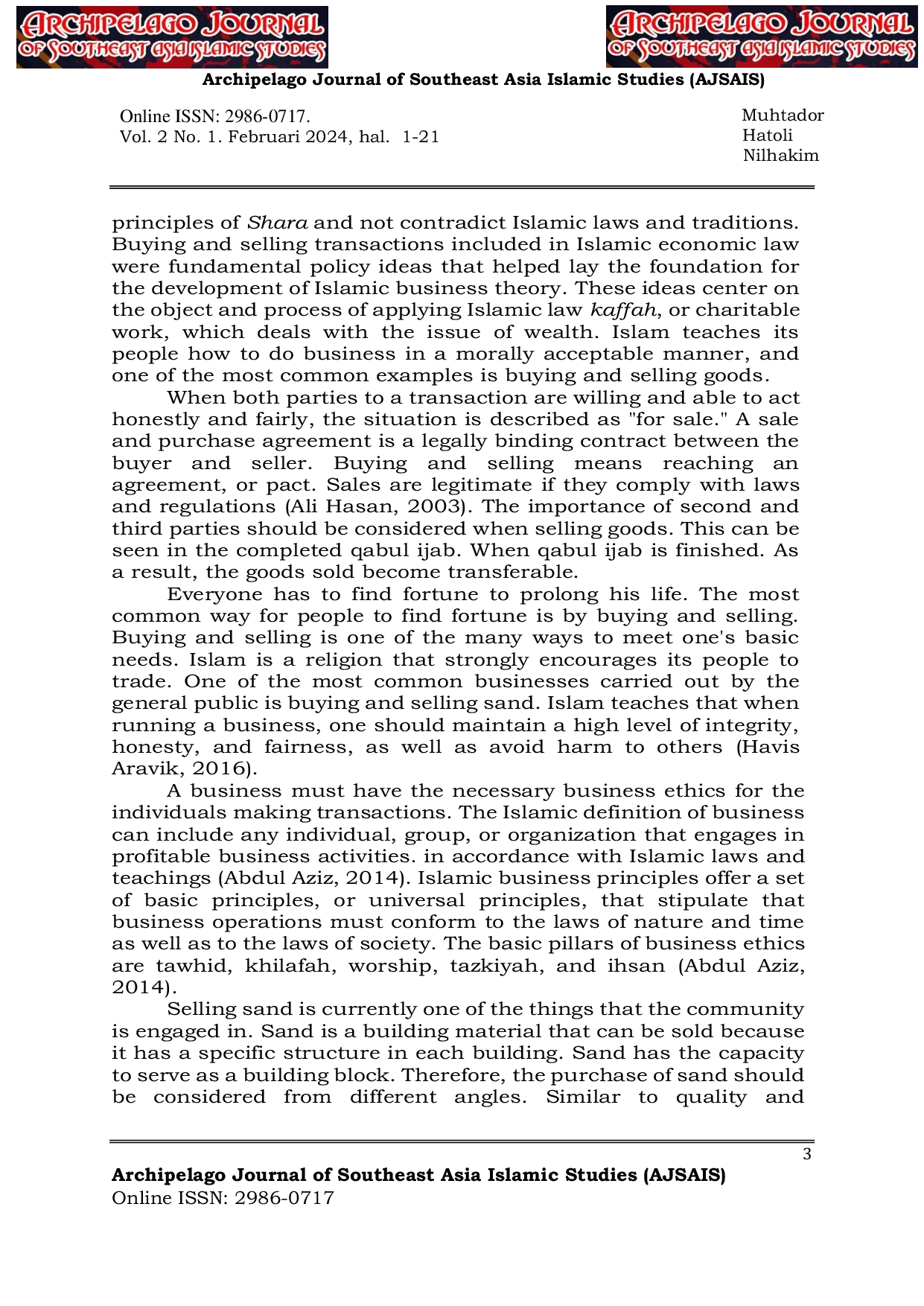 JURIS Review Of Islamic Law On The Practice Of Buying And Selling Sand With The Concept Of Tawazun