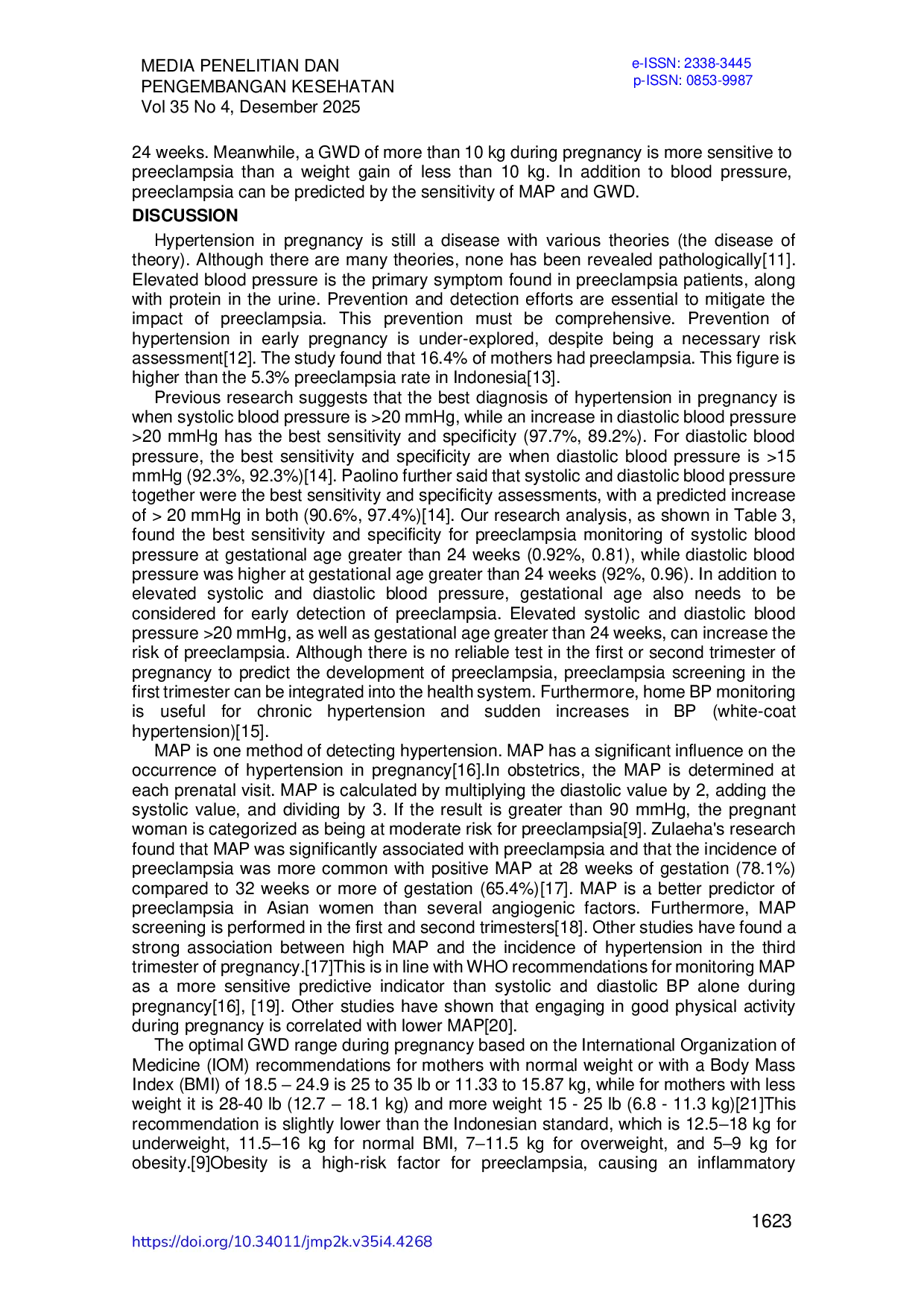 JURIS Sensitivitas Dan Spesifisitas Tekanan Darah Dan Peningkatan Berat Badan Ibu Hamil Terhadap Kejadian Preeklamsia