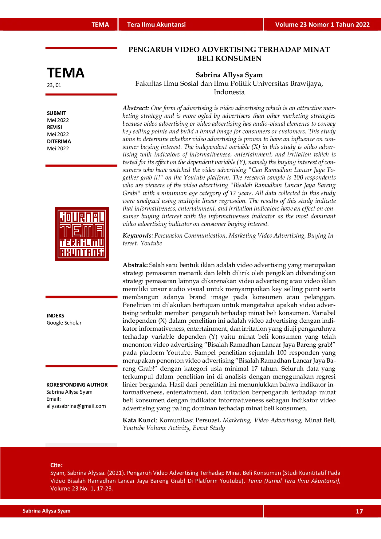 JURIS Pengaruh Video Advertising Terhadap Minat Beli Konsumen