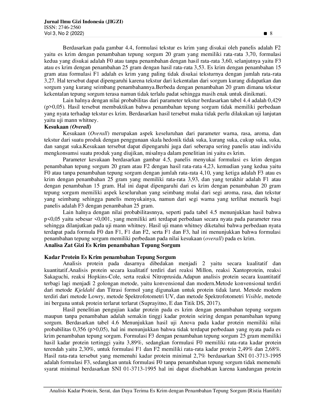 JURIS Analisis Kadar Protein Serat Dan Daya Terima Es Krim Dengan Penambahan Tepung Sorgum