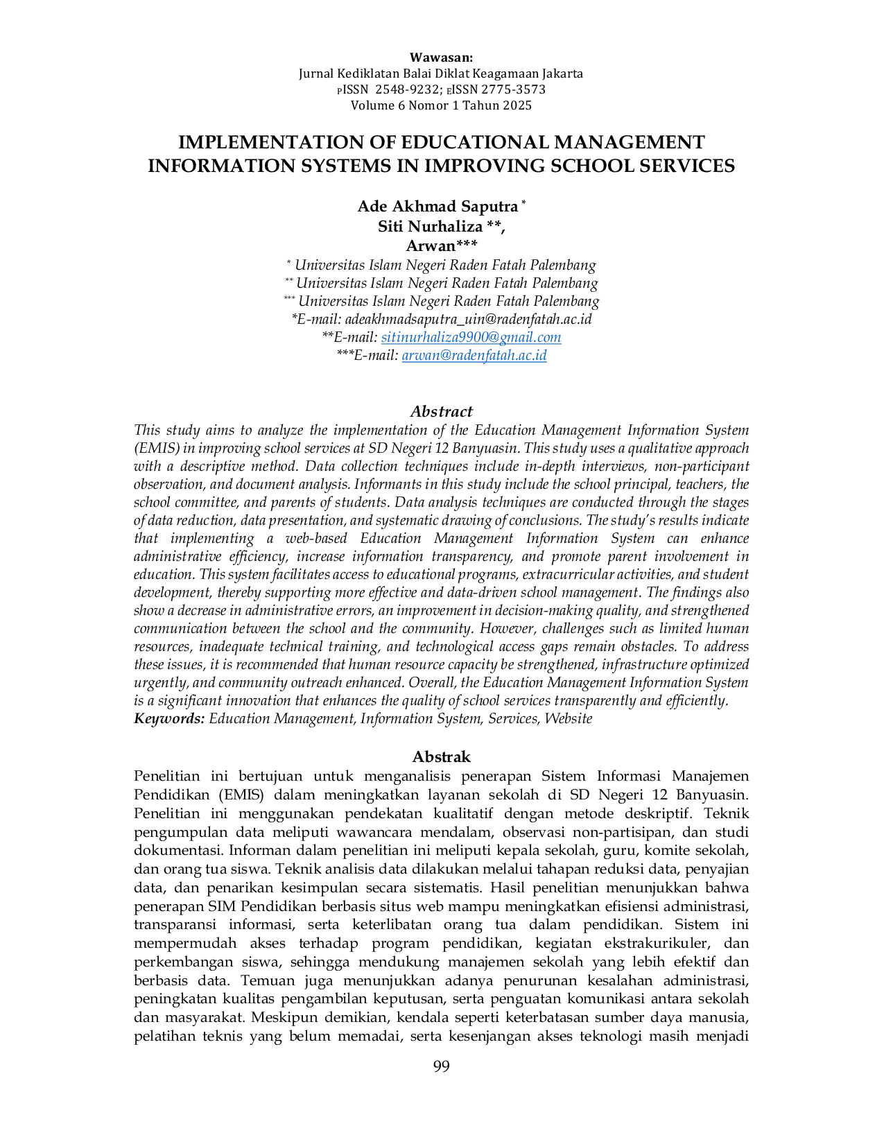 JURIS IMPLEMENTATION OF EDUCATIONAL MANAGEMENT INFORMATION SYSTEMS IN IMPROVING SCHOOL SERVICES