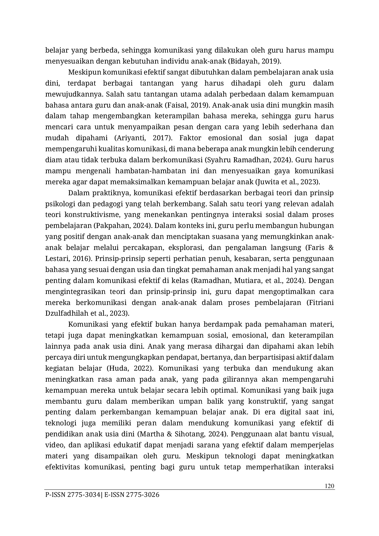 JURIS Komunikasi Efektif Guru dalam Meningkatkan Kemampuan Belajar pada Anak Usia Dini di KB Putri Fadilla