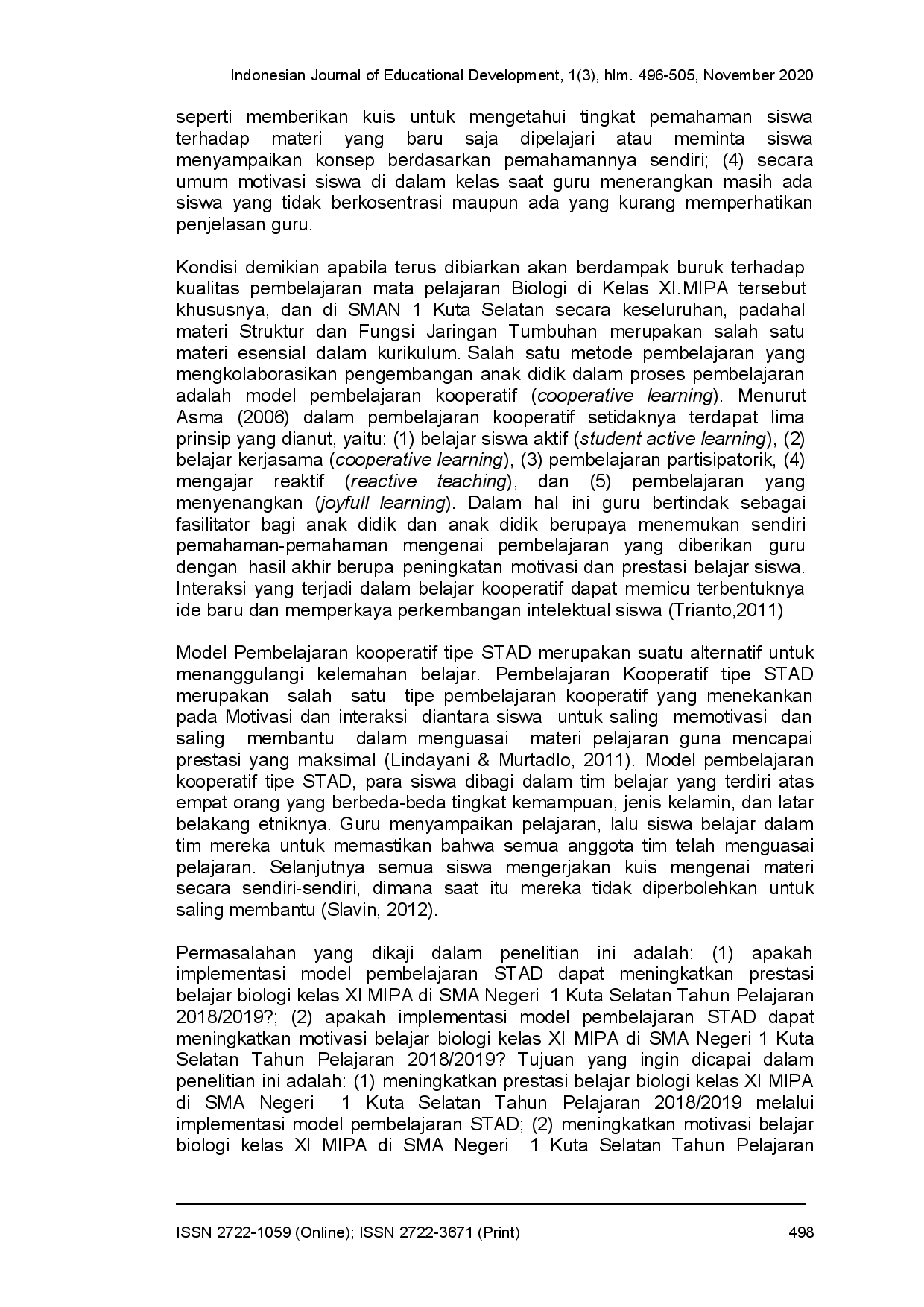 juris Implementasi Model Pembelajaran Stad Untuk Meningkatkan Motivasi Dan Prestasi Belajar