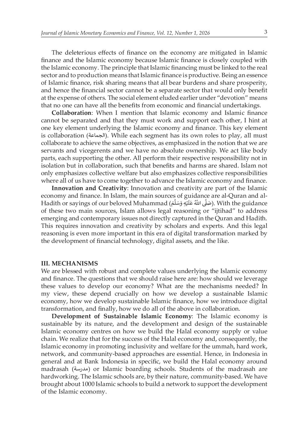 JURIS The Role of Islamic Economics and Finance in the Era of Digital Transformation Sustainable Growth and Geopolitical Uncertainty