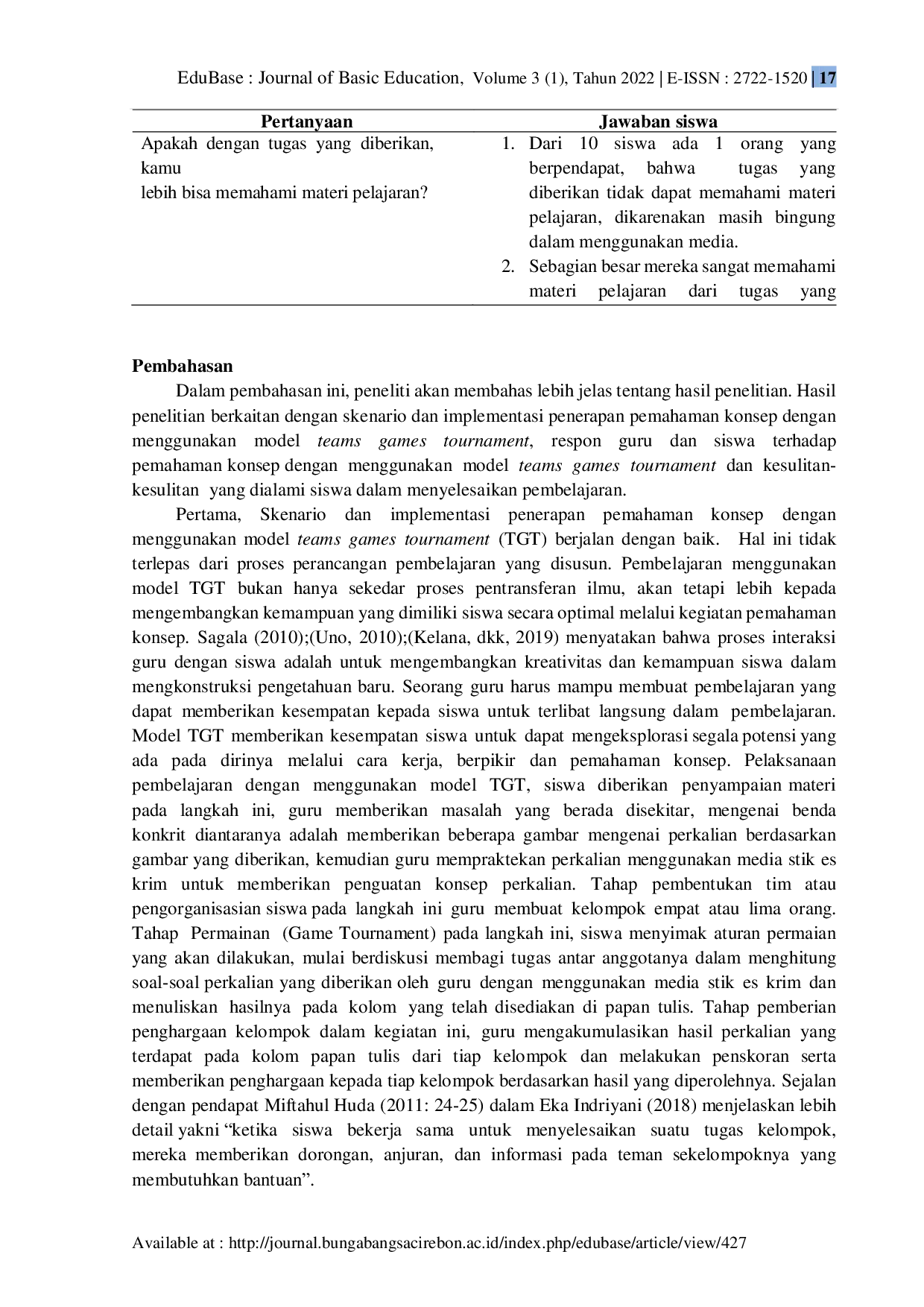 JURIS Peningkatan Pemahaman Konsep Matematika Pada Siswa SD dengan Menggunakan Model Teams Games Tournament TGT