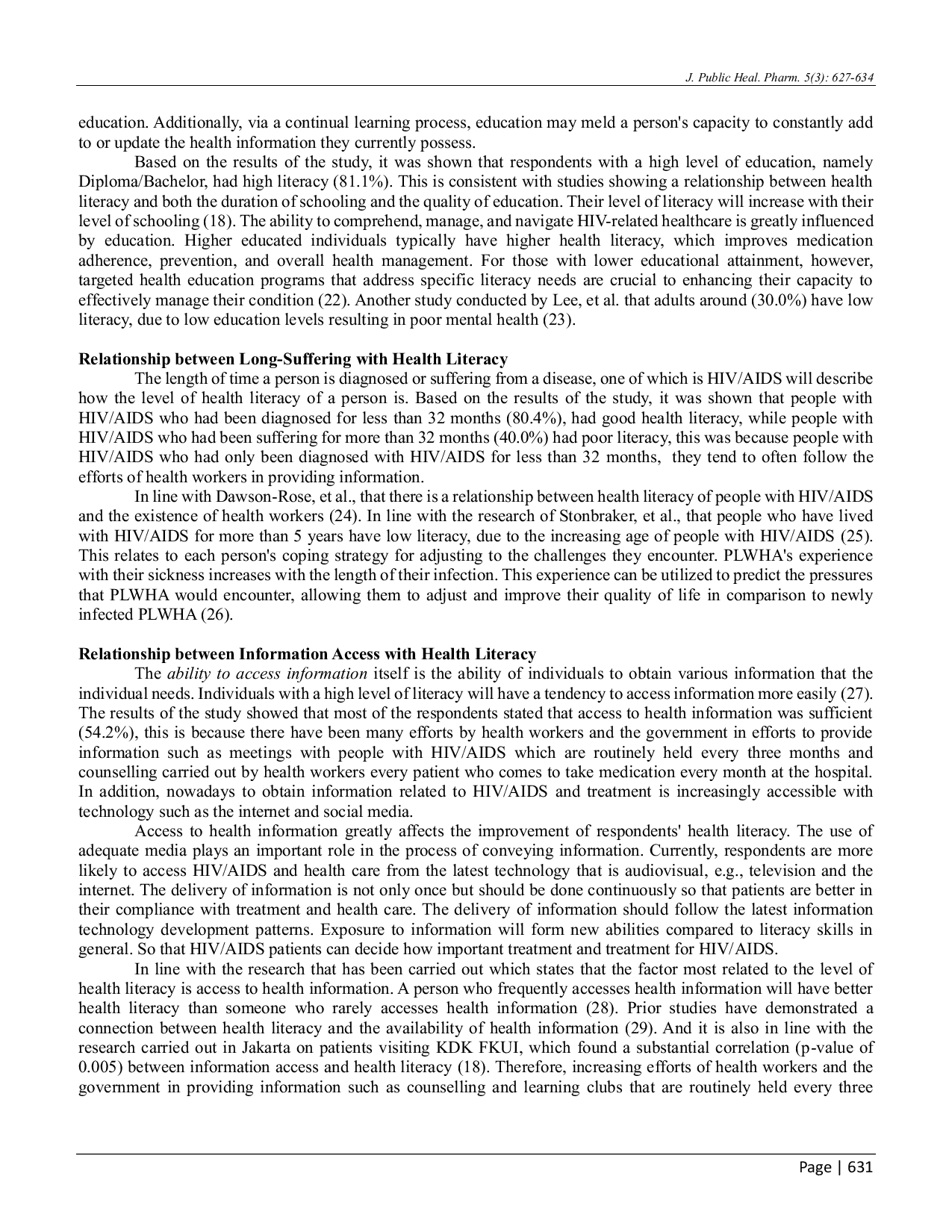 JURIS Health Literacy with Quality of Life in People with HIV AIDS