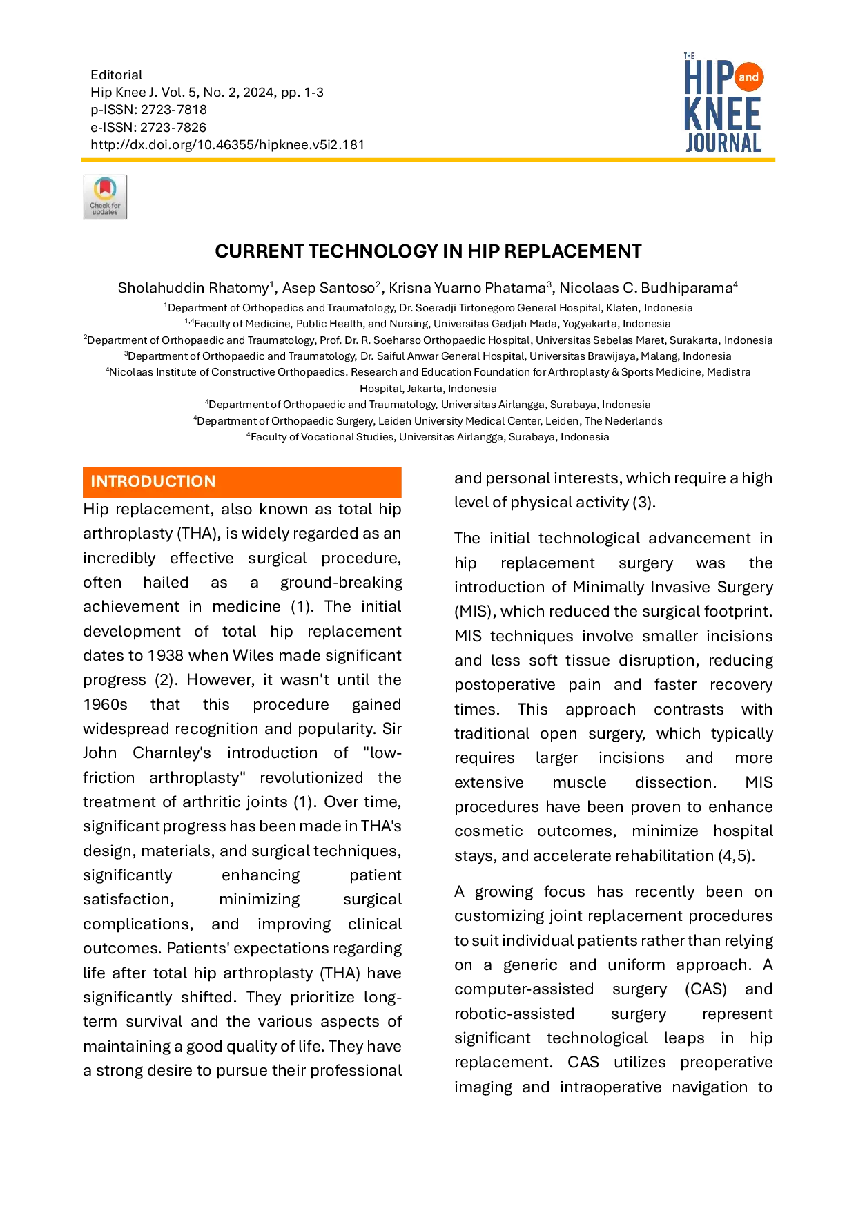 JURIS Current Technology in Hip Replacement