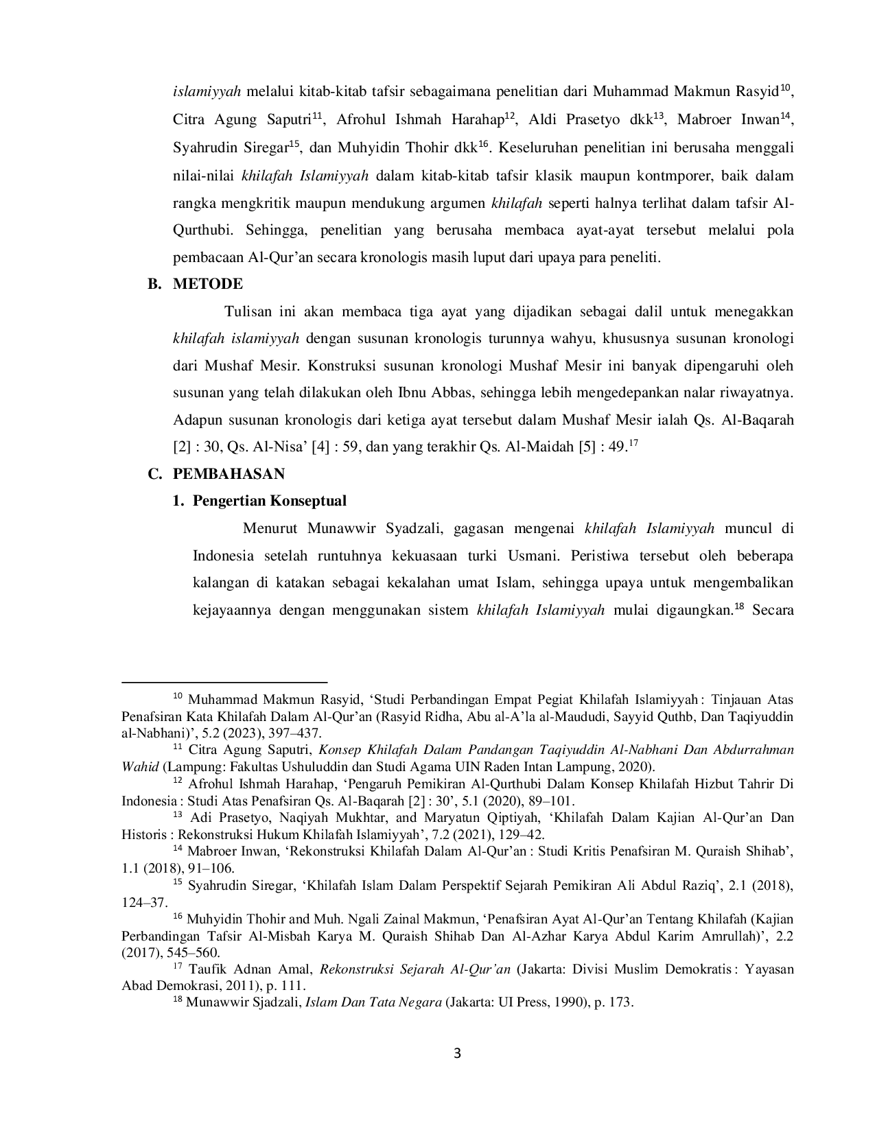 JURIS Pergeseran Paradigma atas Ayat ayat Khilafah dalam Kerangka Historis dan Susunan Kronologis Mushaf Mesir