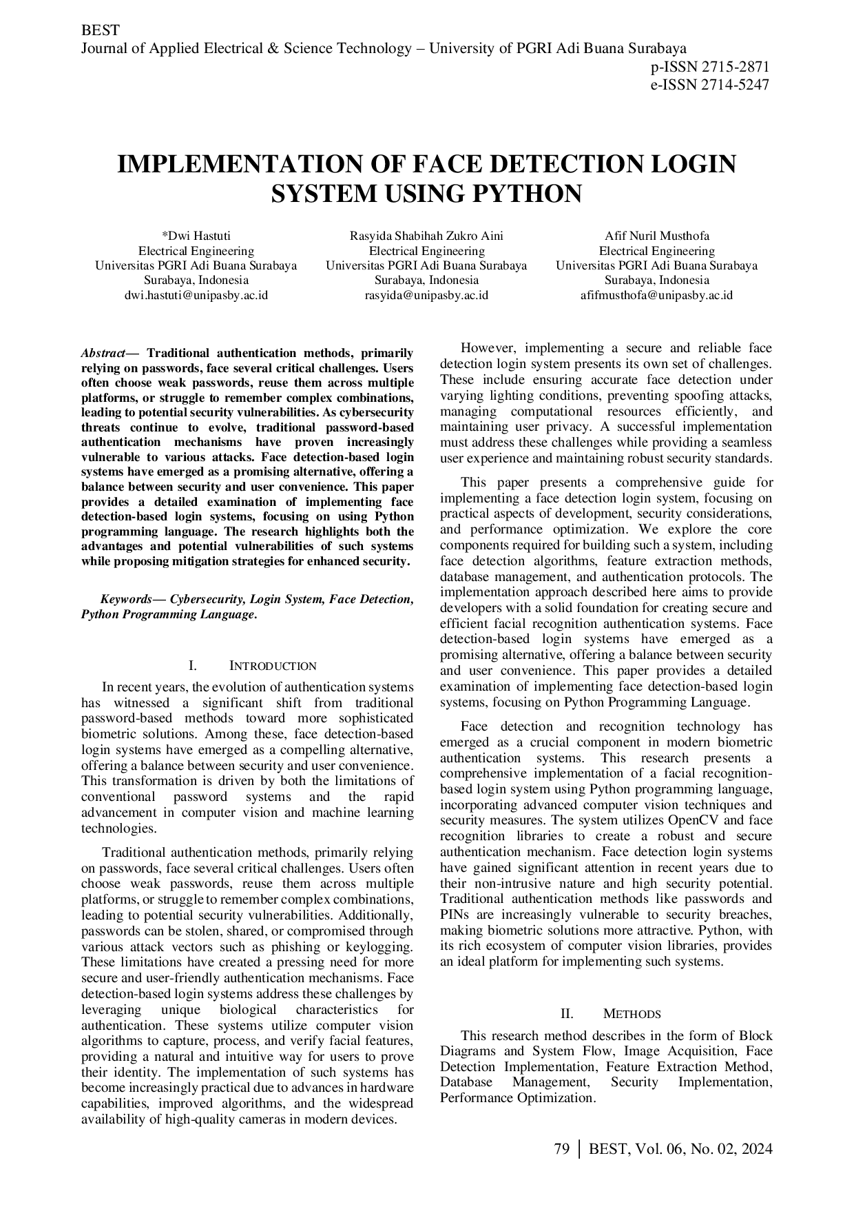 JURIS Implementation of Face Detection Login System using Python