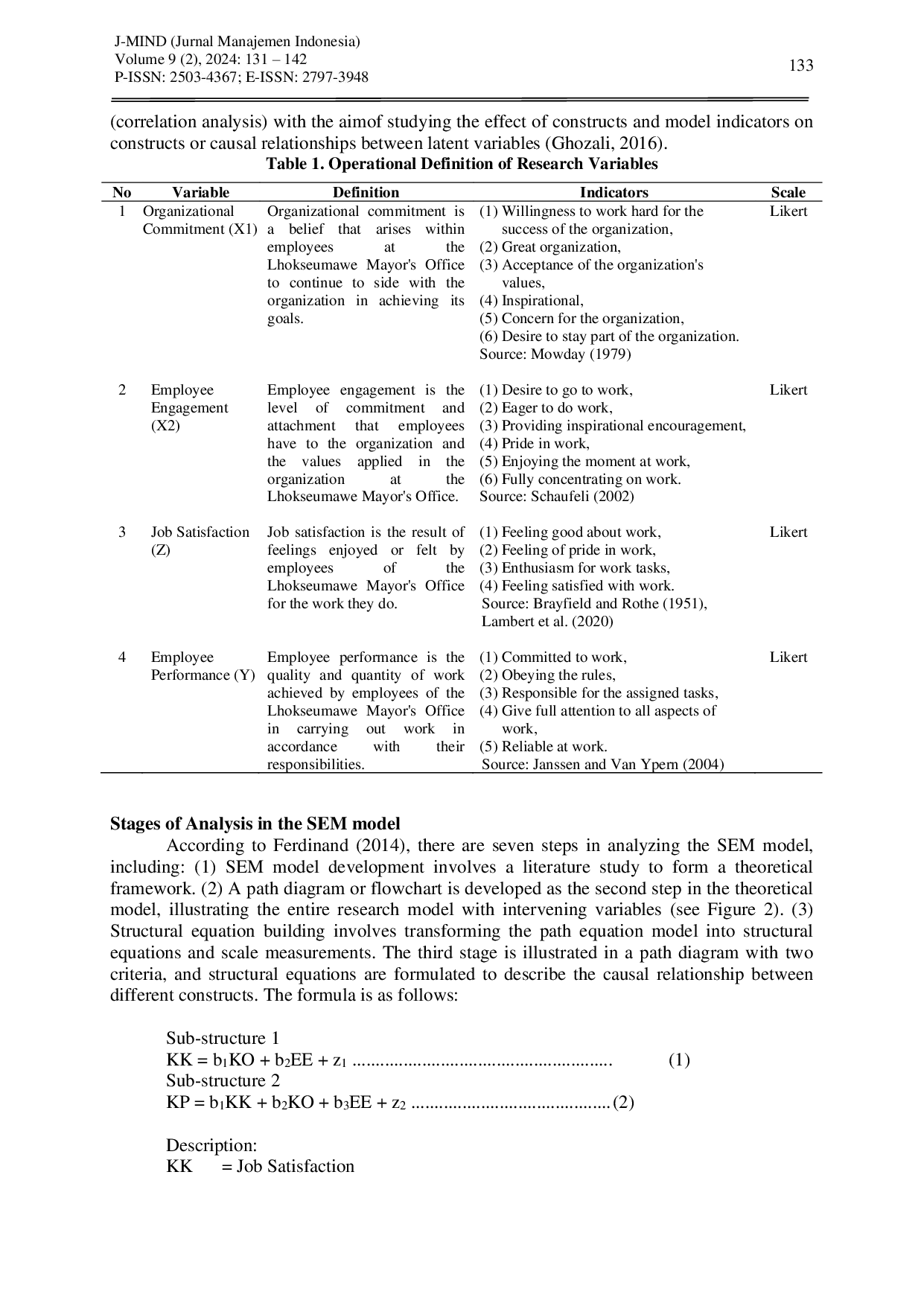 JURIS The Influence Of Organizational Commitment And Employee Engagement On Employee Performance With Job Satisfaction As The Intervening Variable In The Lhokseumawe Mayor s Office