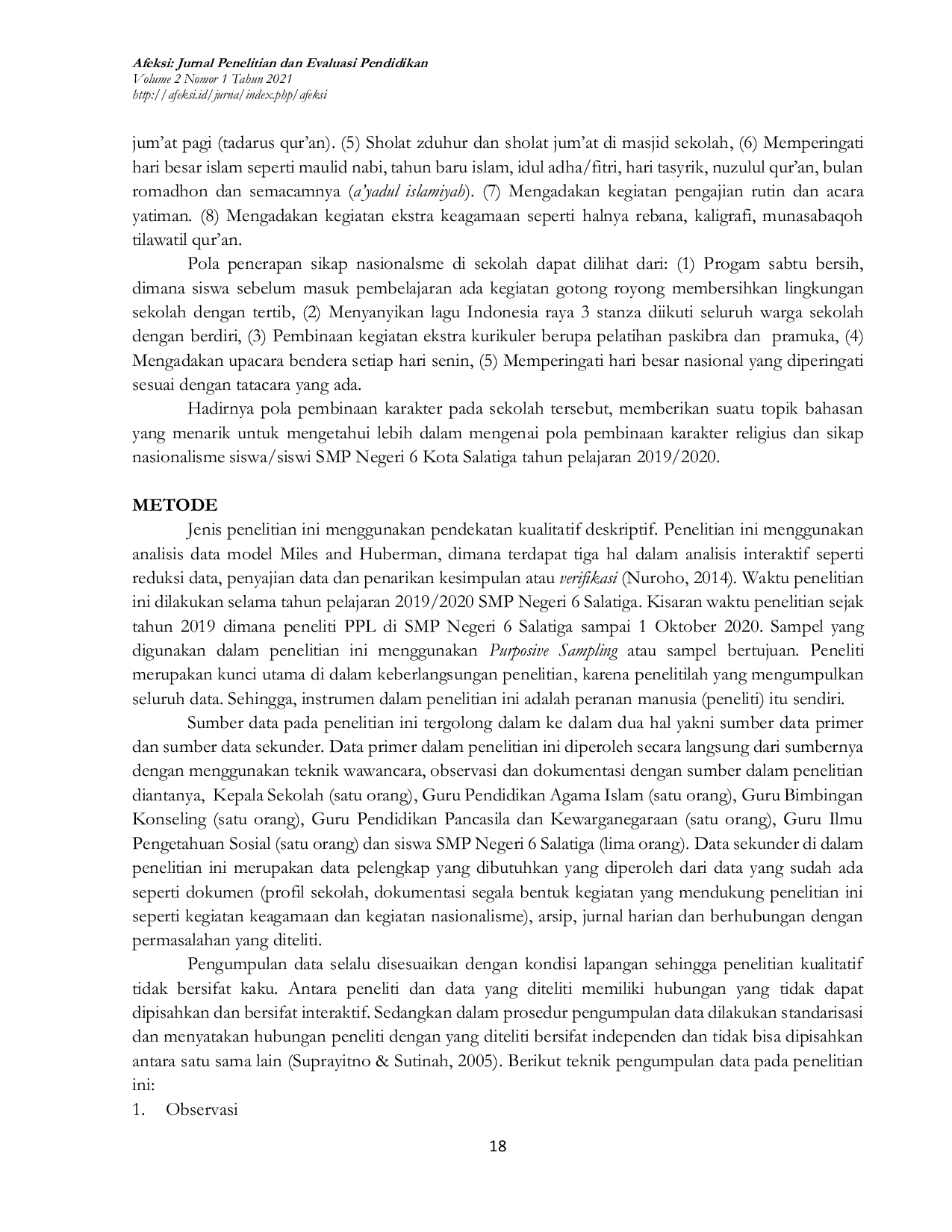 JURIS Pembinaan Karakter Religius dan Sikap Nasionalisme Siswa SMP Negeri 6 Kota Salatiga