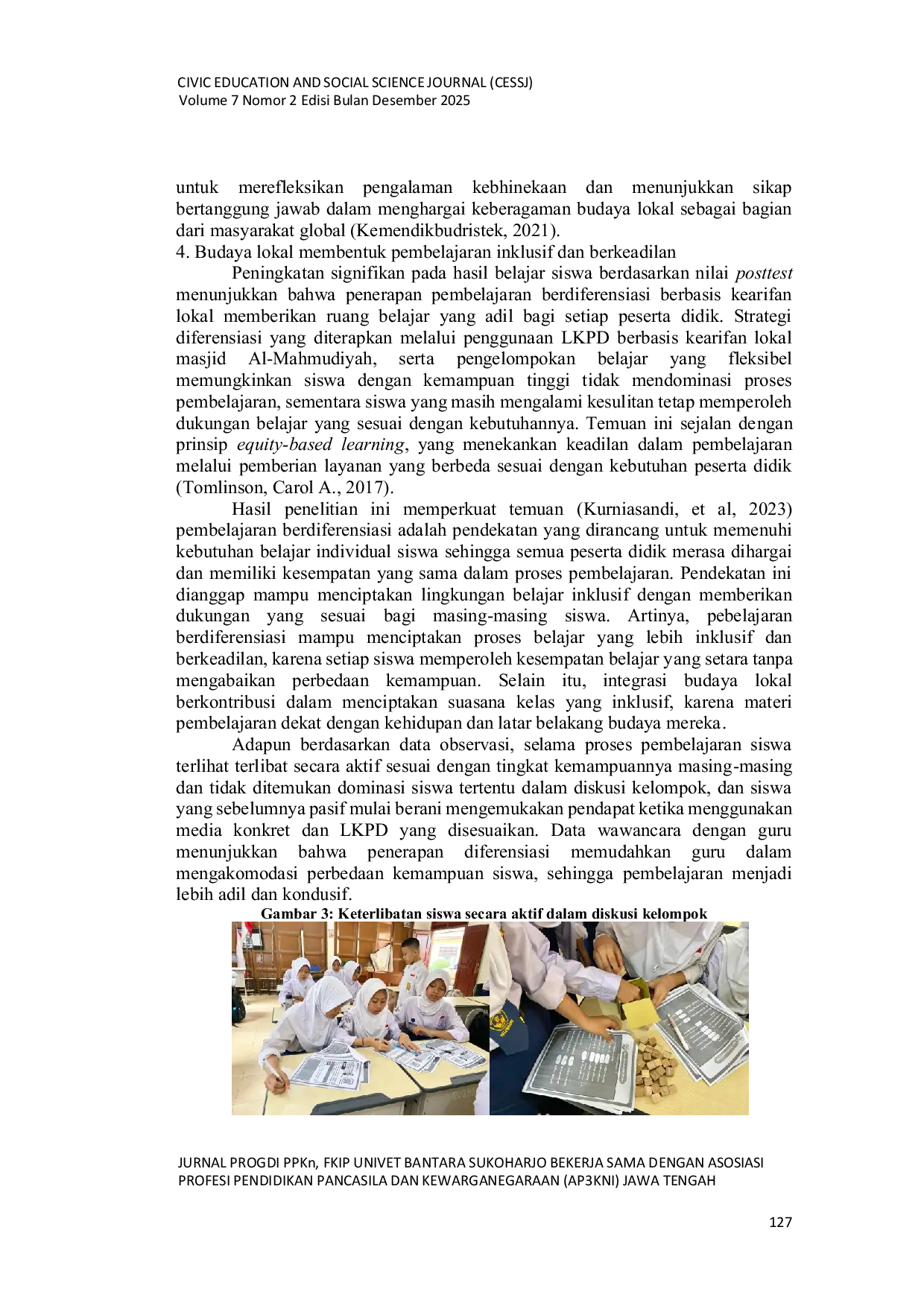 JURIS Penguatan Dimensi Kebhinekaan Global Melalui Pembelajaran Berdiferensiasi Berbasis Kearifan Lokal Masjid Al Mahmudiyah Suro Palembang