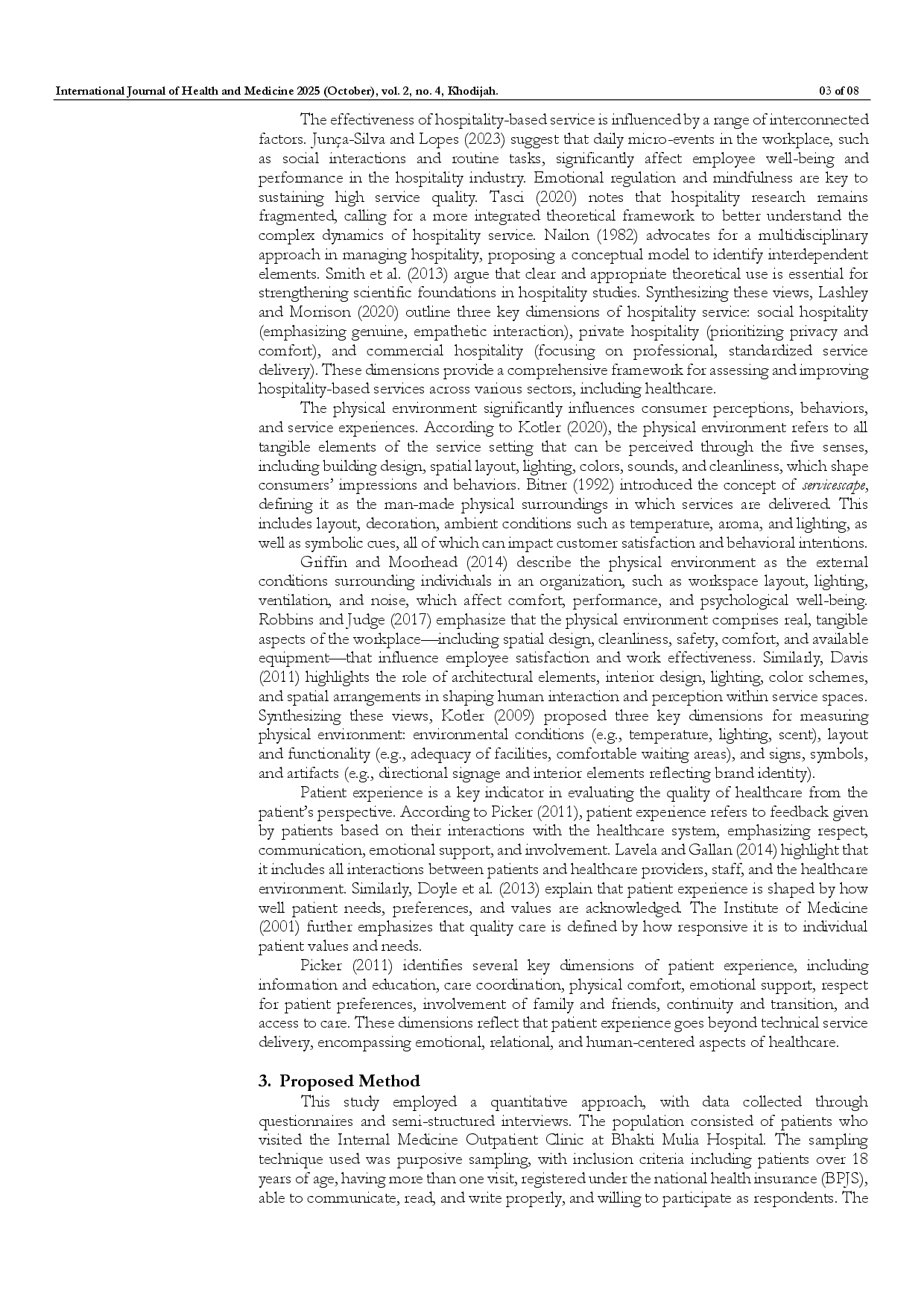 juris Impact of Psychological Conditions and Physical Environment on Hospitality Services through Patient Experience