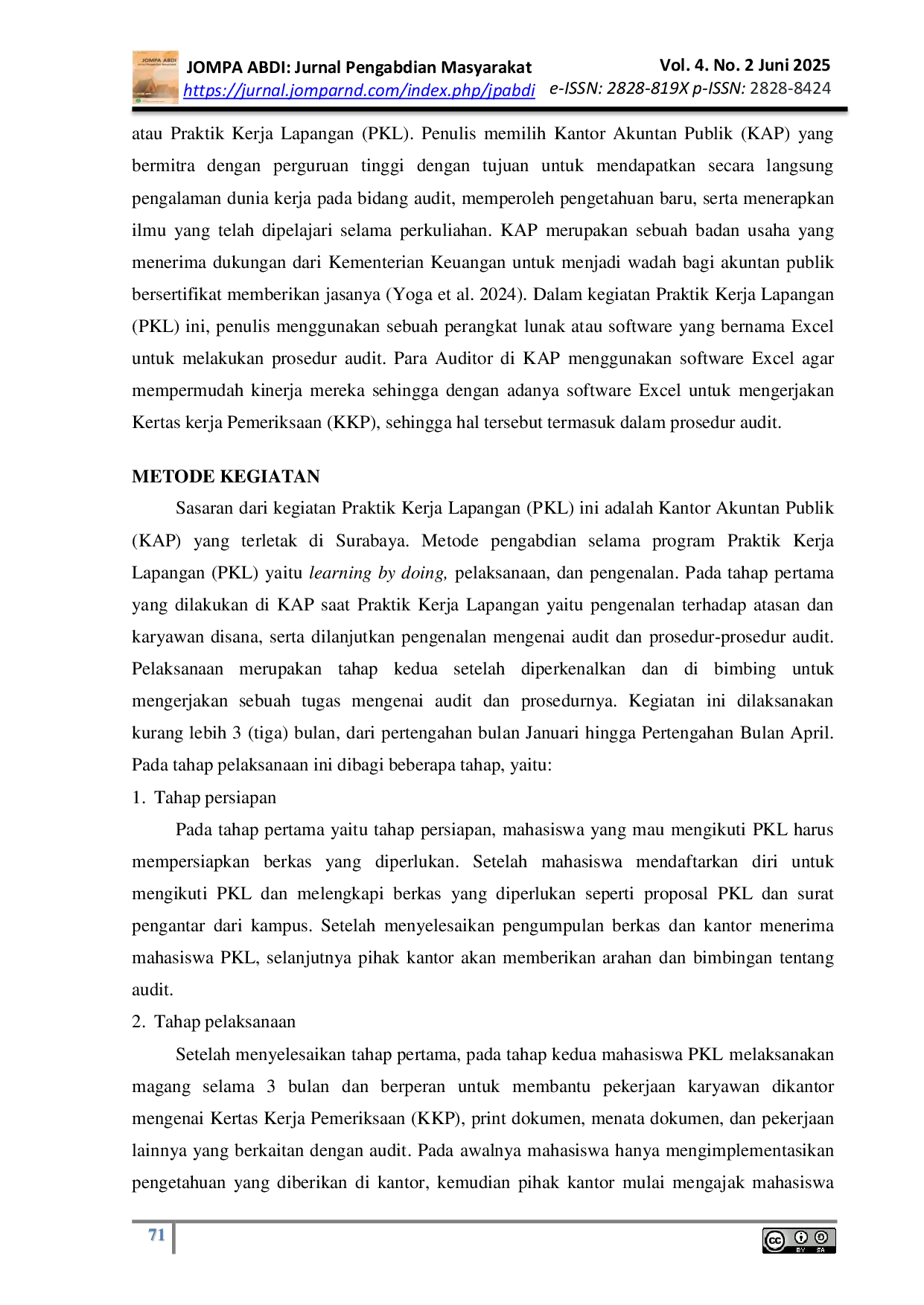 JURIS Penerapan Kompetensi Akademik Mahasiswa Dalam Audit Berbasis Excel Di KAP Surabaya