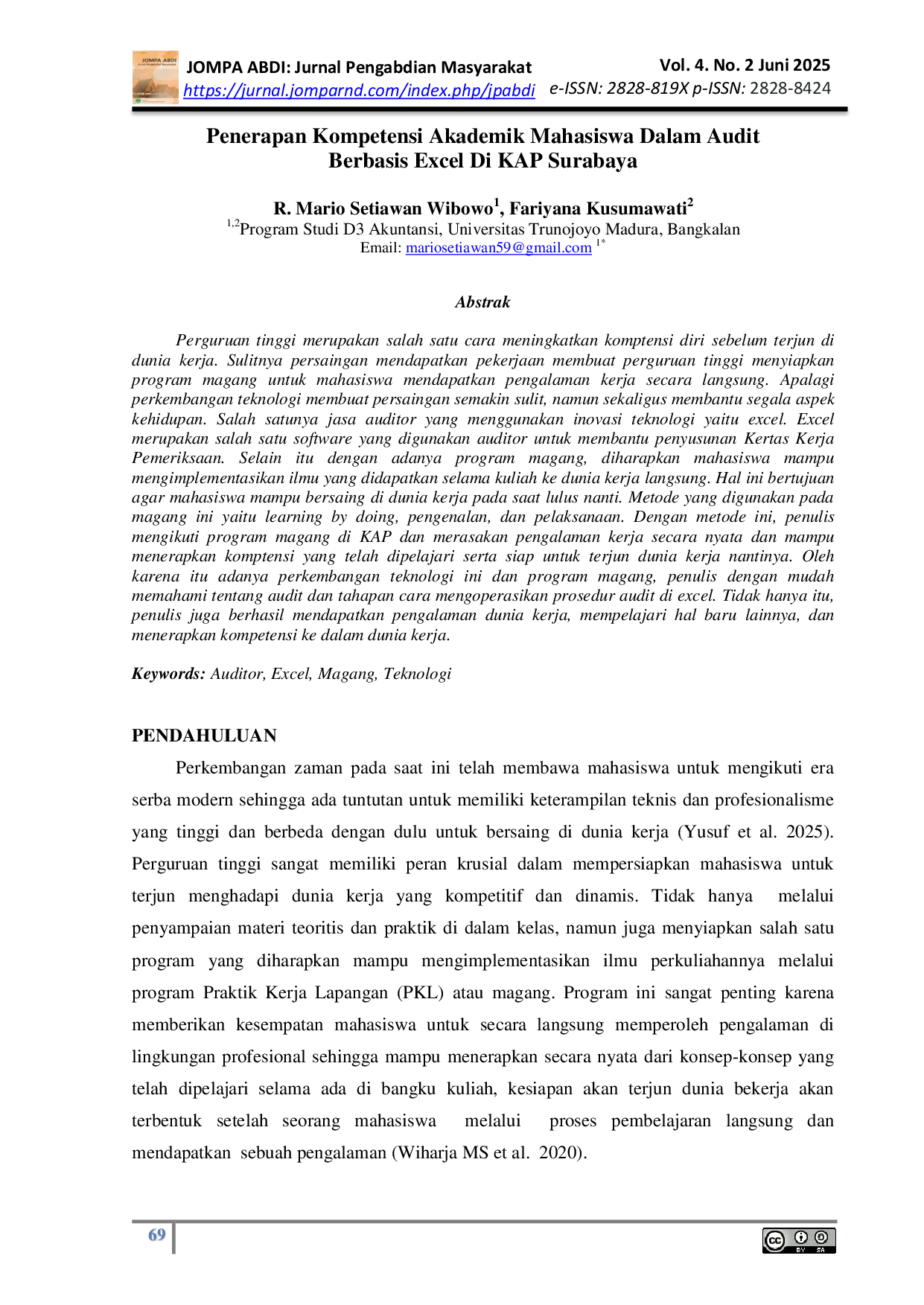 JURIS Penerapan Kompetensi Akademik Mahasiswa Dalam Audit Berbasis Excel Di KAP Surabaya