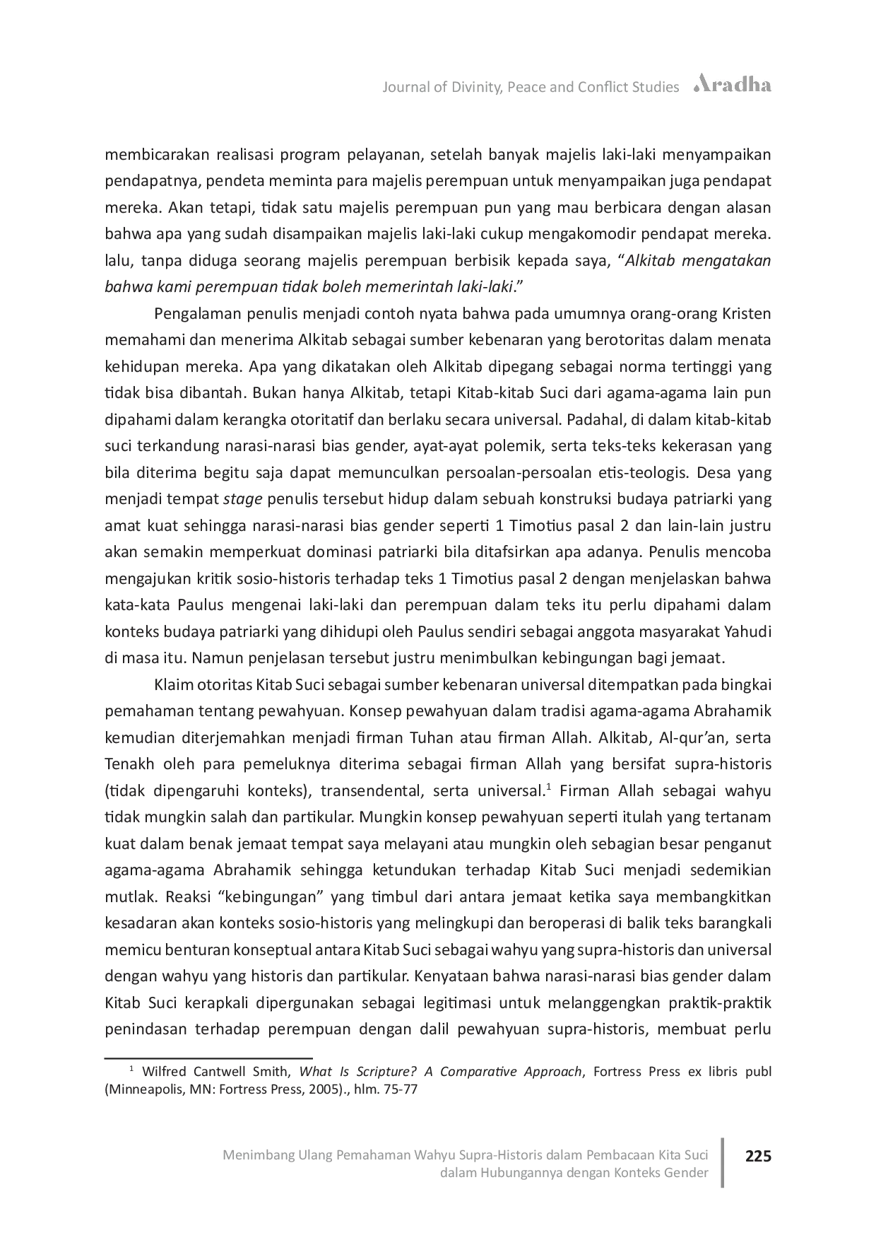 JURIS Menimbang Ulang Pemahaman Wahyu Supra Historis dalam Pembacaan Kita Suci dalam Hubungannya dengan Konteks Gender