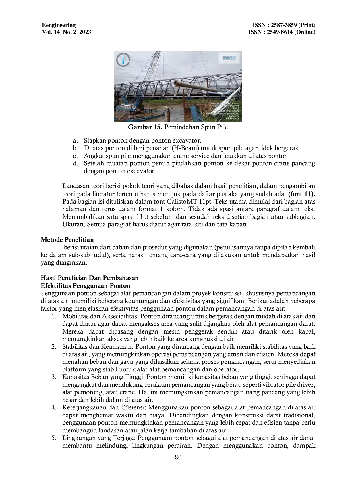 JURIS Optimasi Alat Berat dan Ponton Sebagai Landasan Dalam Pemancangan di Atas Air pada Proyek Penggantian Jembatan CH Pemali Brebes