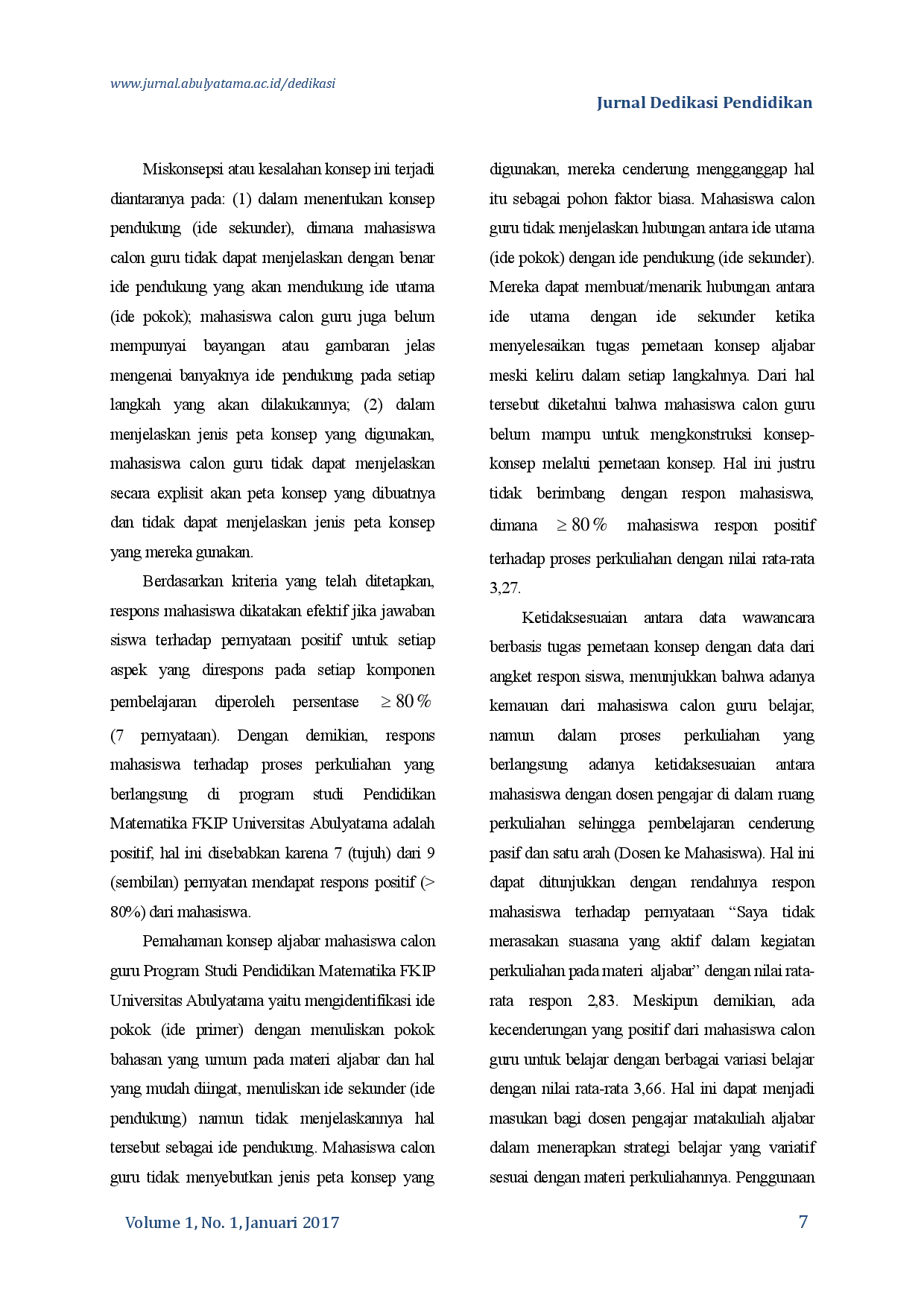 juris Analisis Pemahaman Konsep Aljabar Mahasiswa Calon Guru Melalui Peta Konsep Pada Program Studi Pendidikan Matematika Universitas Abulyatama Aceh