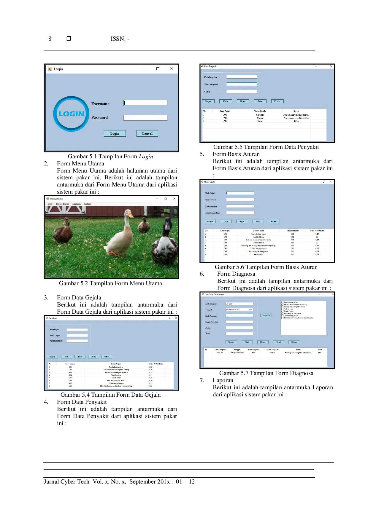JURIS Sistem Pakar Mendiagnosa Penyakit Pada Hewan Bebek Menggunakan Metode TEOREMA BAYES