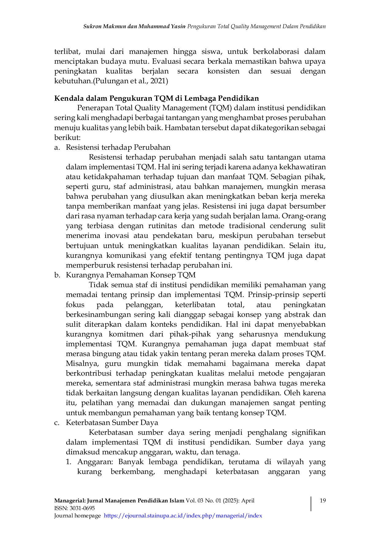 JURIS Pengukuran Total Quality Management Dalam Pendidikan