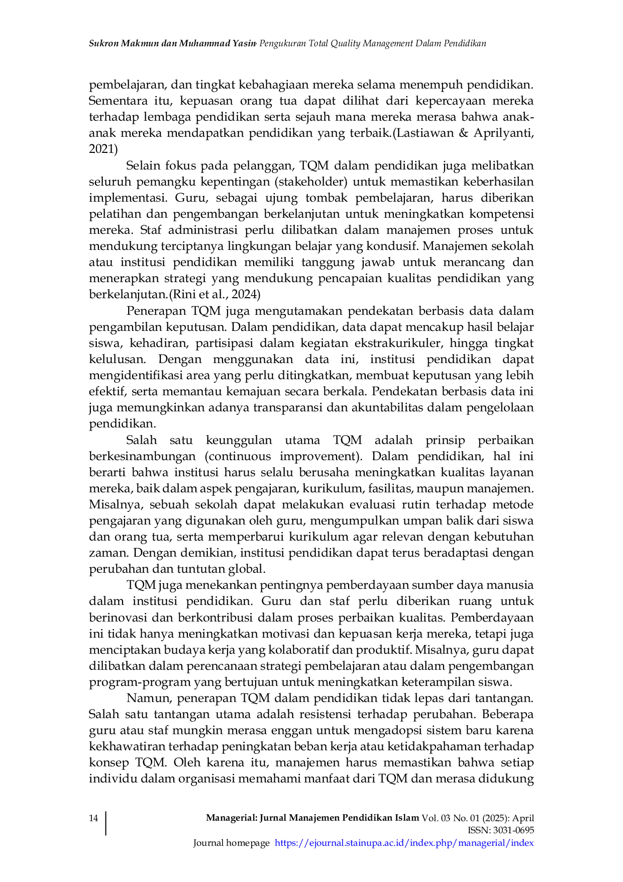 JURIS Pengukuran Total Quality Management Dalam Pendidikan