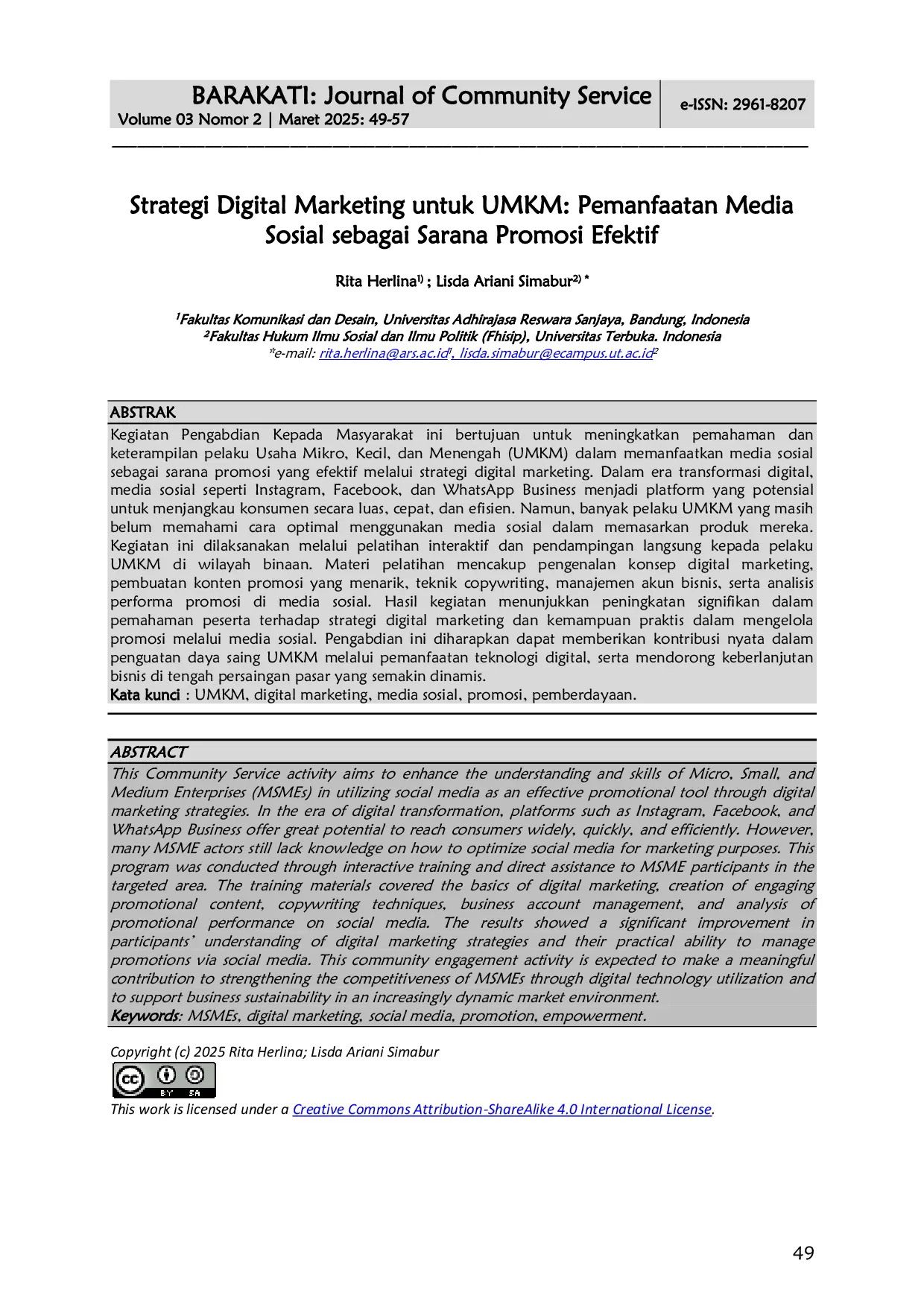 JURIS Strategi Digital Marketing untuk UMKM Pemanfaatan Media Sosial sebagai Sarana Promosi Efektif
