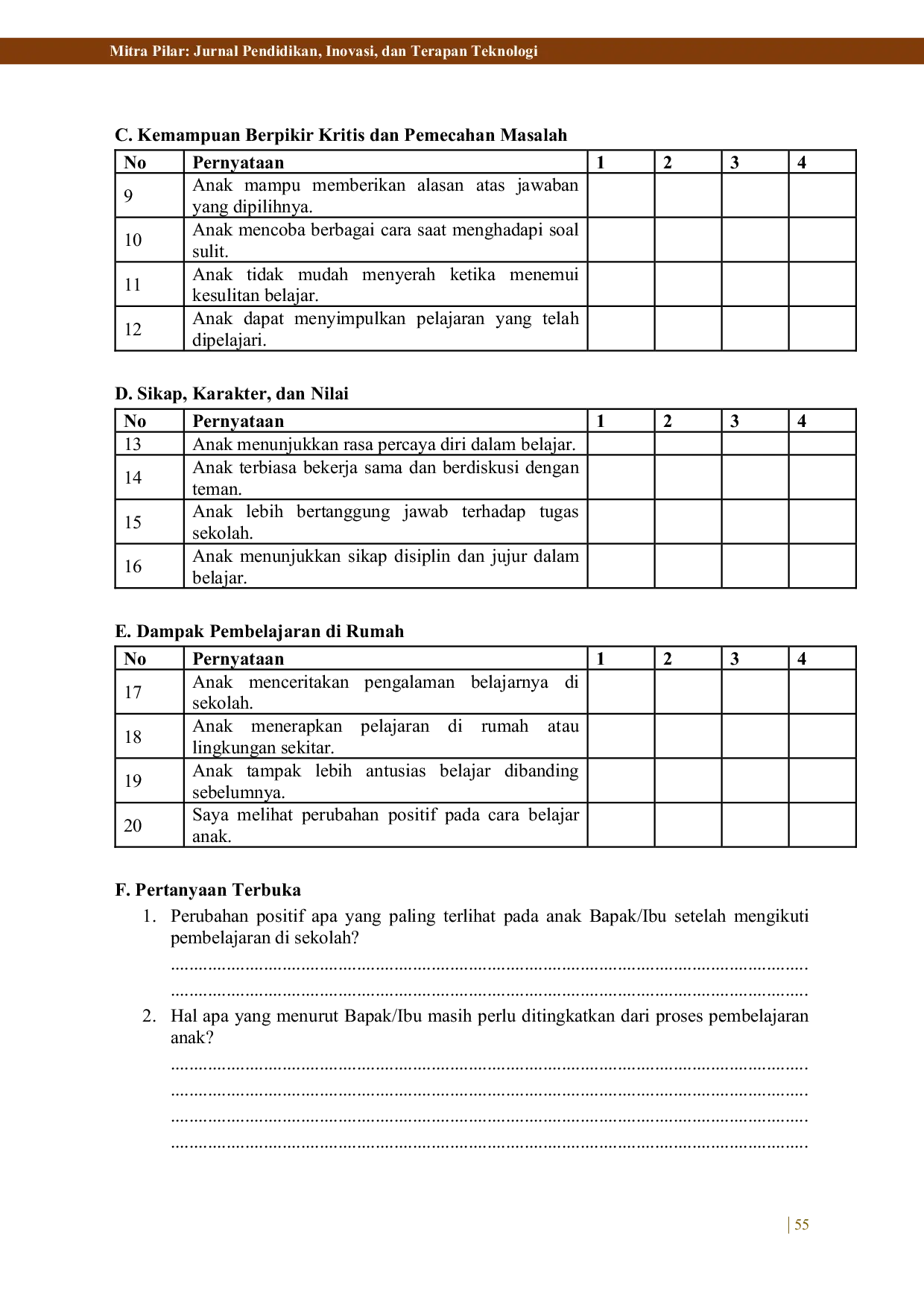 JURIS Pembelajaran Bermakna dalam Implementasi Deep Learning di Madrasah Ibtidaiyah Persepsi Orang Tua Siswa Kelas VI