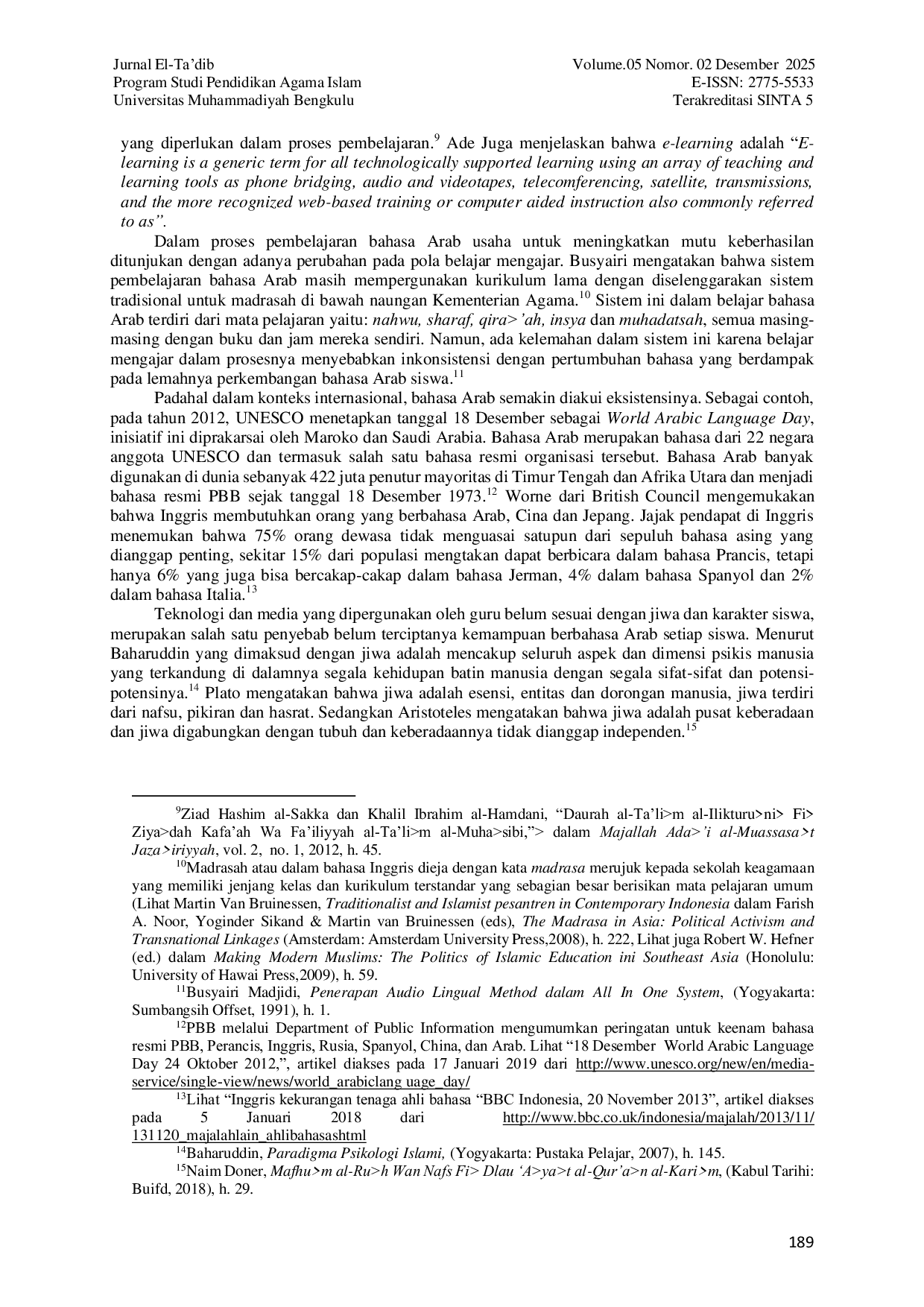 JURIS Efektivitas Teknologi E Learning Dalam Pembelajaran Bahasa Arab di Kelas Bahasa MAN 2 Kota Serang Banten