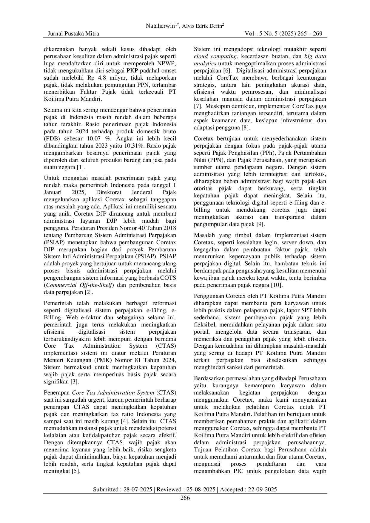 juris Pelatihan Penggunaan Coretax System untuk Pelaporan Perpajakan di PT Koilima Putra Mandiri