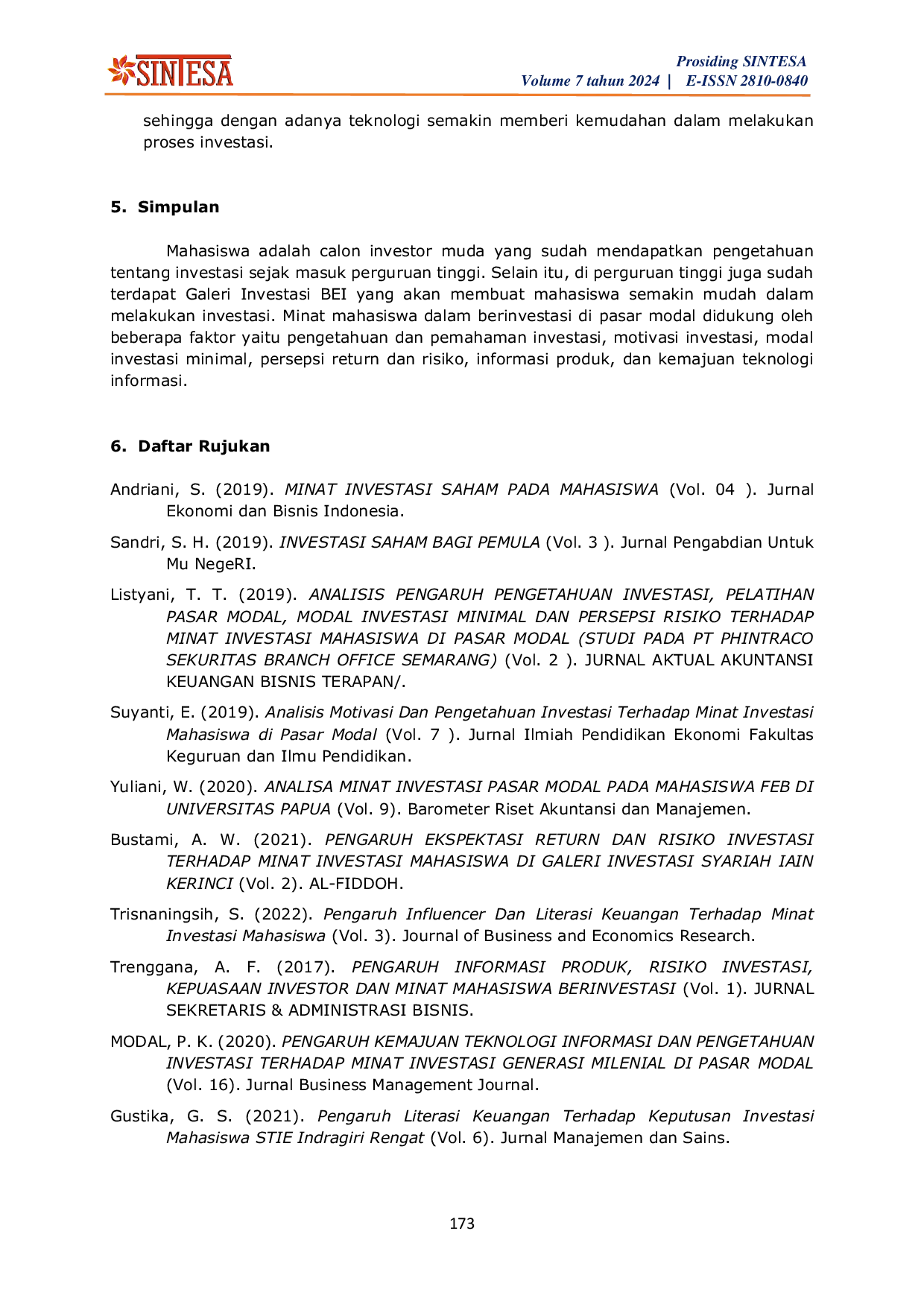 JURIS Studi Literatur Minat Investasi Mahasiswa di Pasar Modal