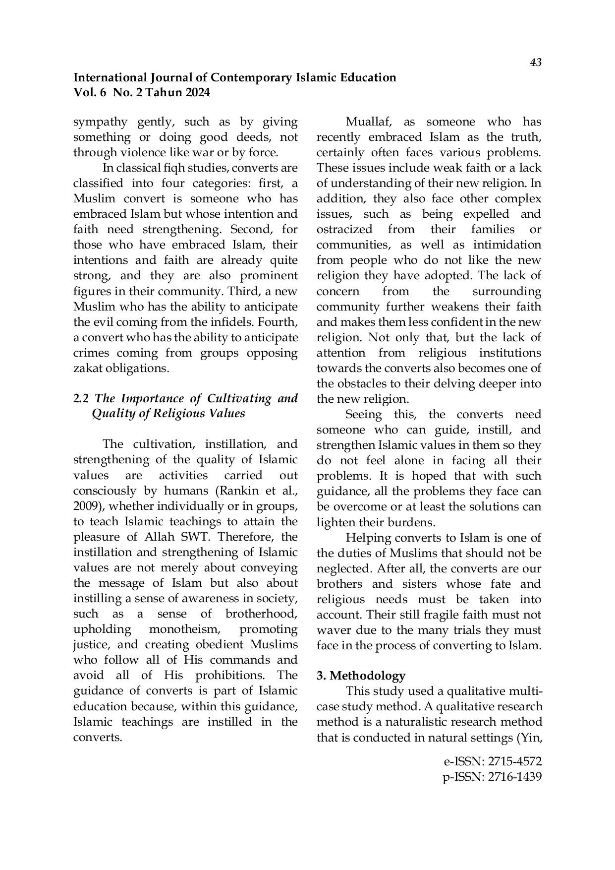 JURIS Strengthening the Quality of Islamic Religious Values in the Indonesian Muallaf Center MCIP Environment Central Sulawesi