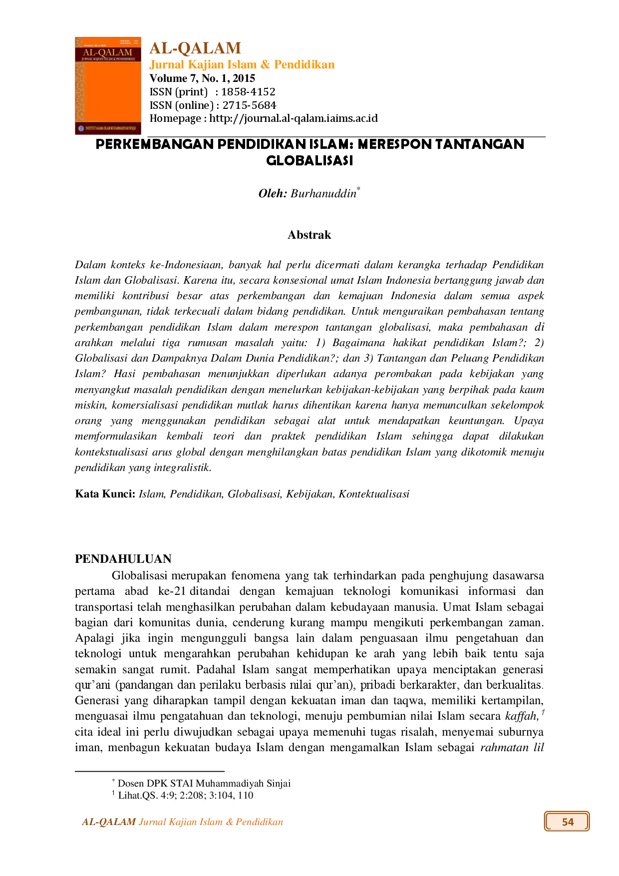 juris Perkembangan Pendidikan Islam Merespon Tantangan Globalisasi