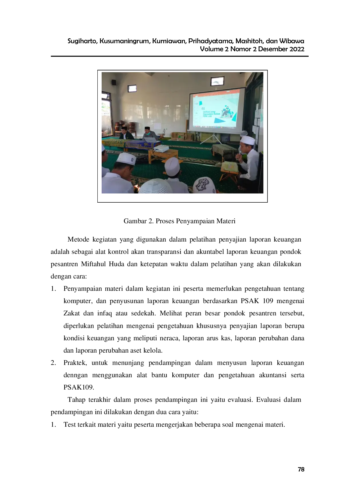 JURIS Pelatihan Penyusunan Laporan Keuangan Pondok Pesantren Miftahul Huda Desa Doho Kecamatan Dolopo Kabupaten Madiun