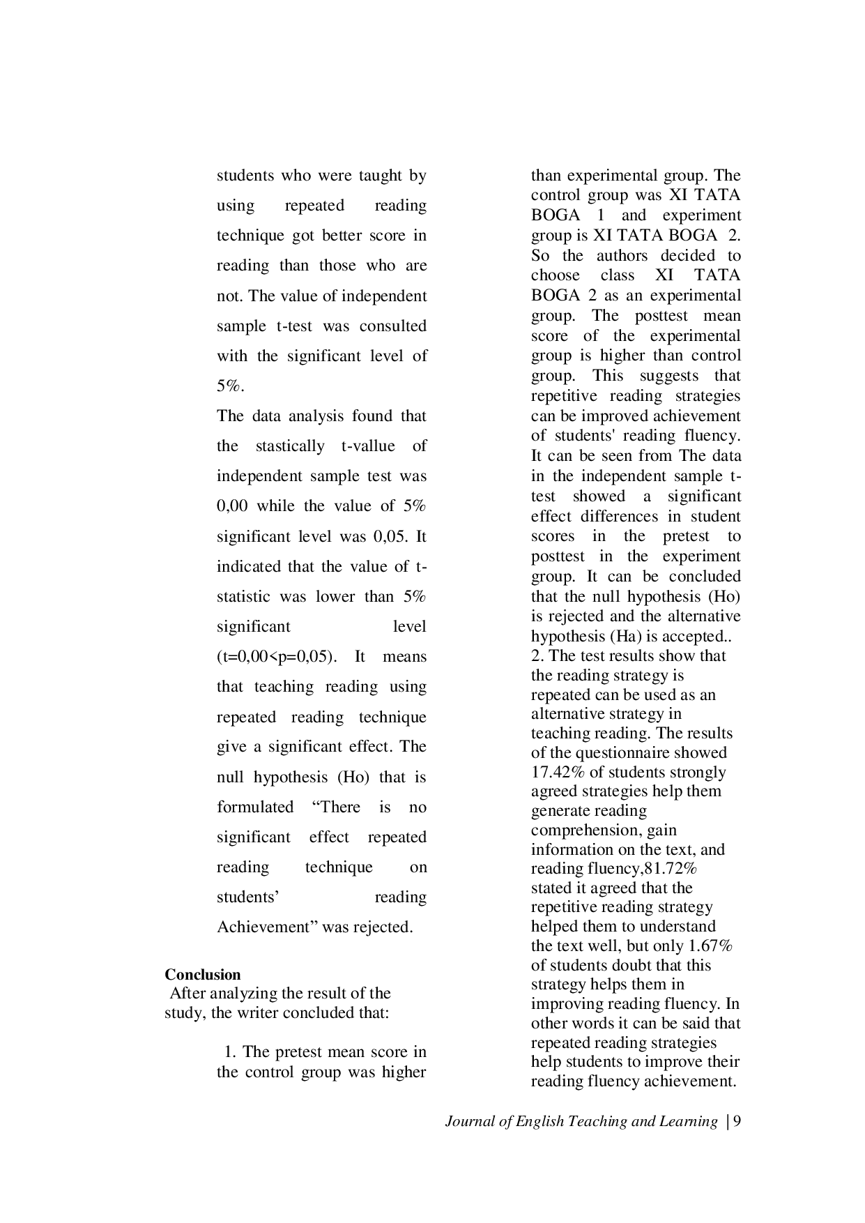 JURIS The Effect Of Repeated Reading Strategy In Enhancing Students Reading Achievement