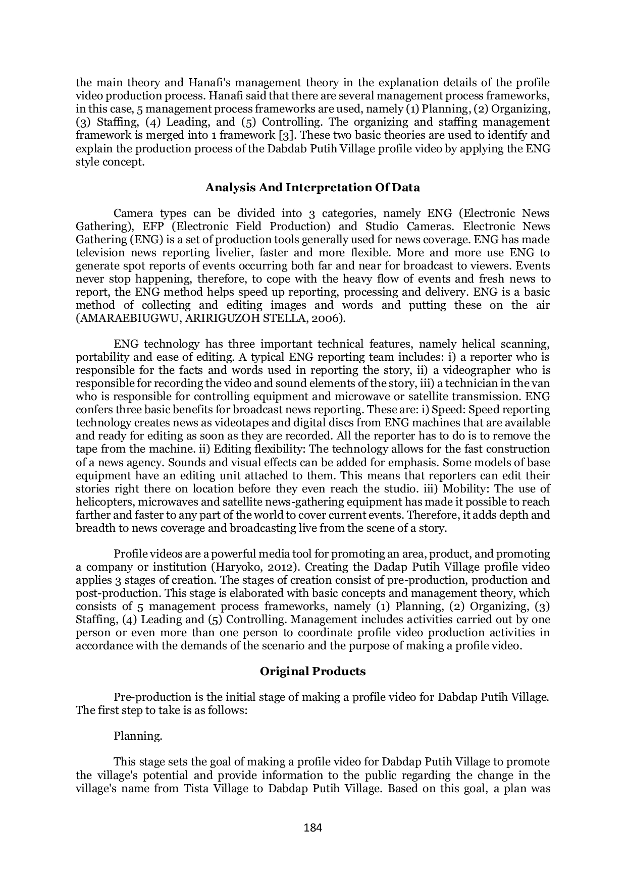 JURIS Electronic News Gathering Eng Style in The Production of Dabdap Putih Village s Profile Video