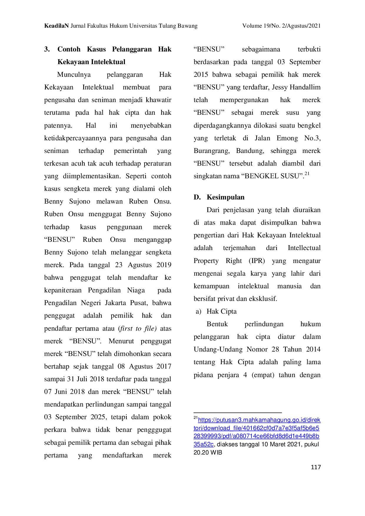 JURIS Perlindungan Hukum Terhadap Korban Pelanggaran Hak Kekayaan Intelektual