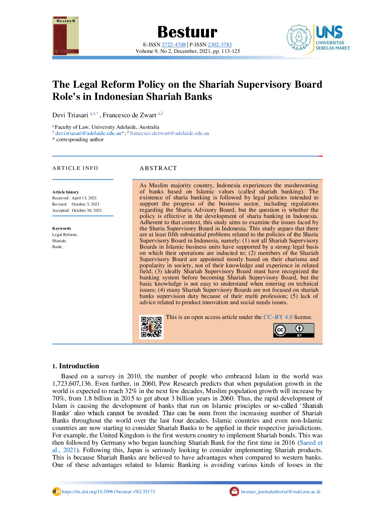 juris The Legal Reform Policy on the Shariah Supervisory Board Role s in Indonesian Shariah Banks
