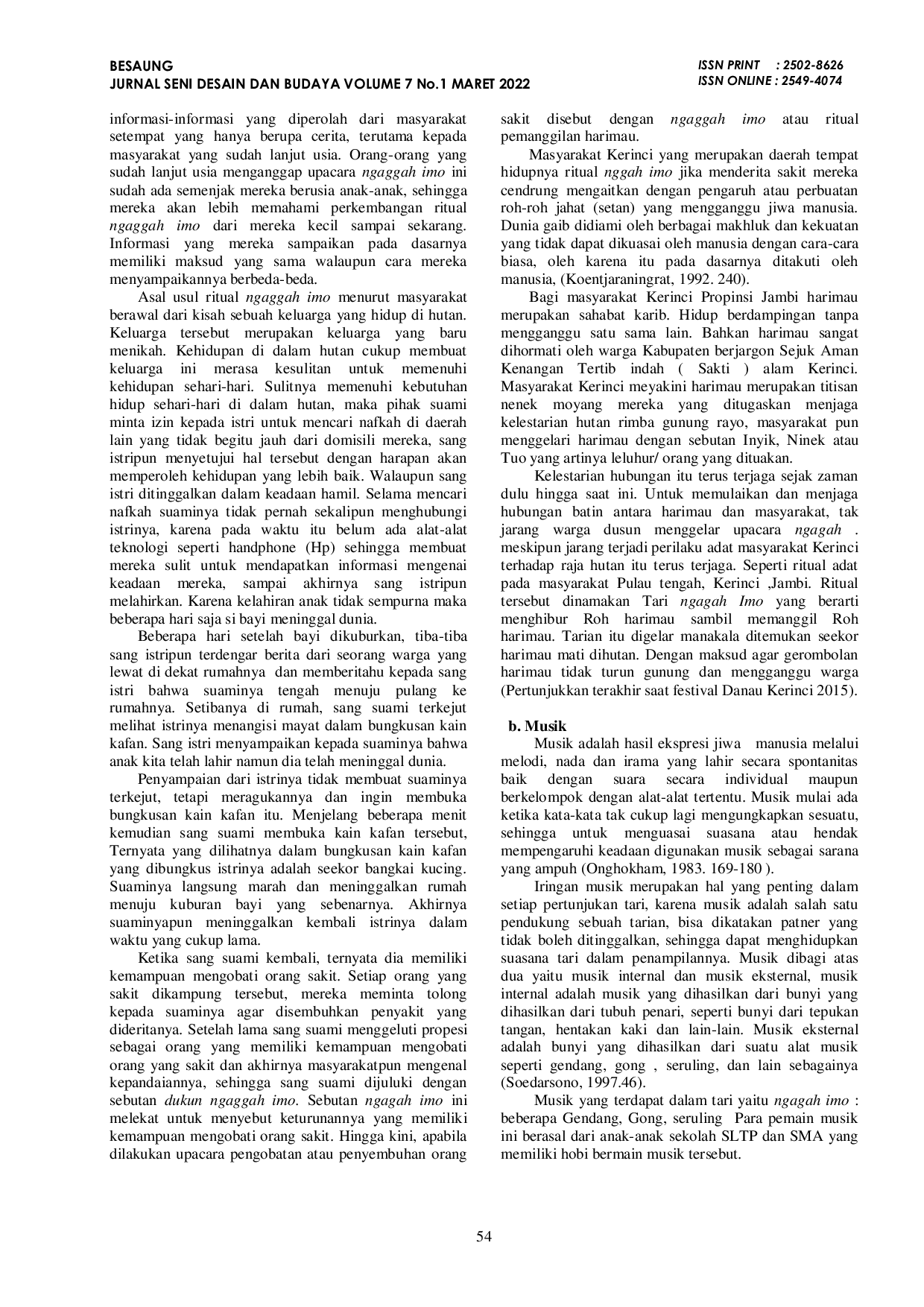 JURIS Bentuk Penyajian Musik Tari Ngagah Imo Pada Masyarakat Kerinci Provinsi Jambi Dalam Wadah Estetika