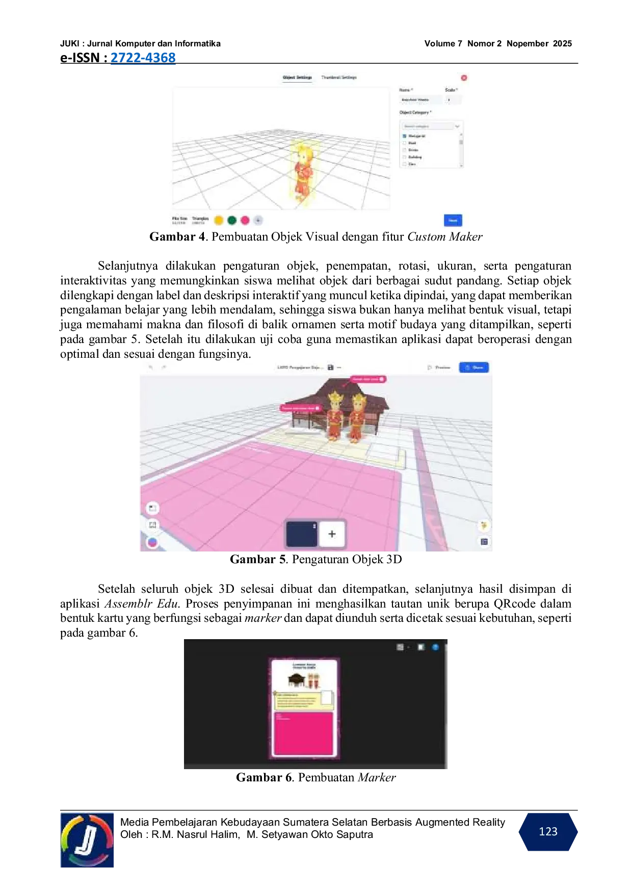 JURIS Media Pembelajaran Kebudayaan Sumatera Selatan Berbasis Augmented Reality