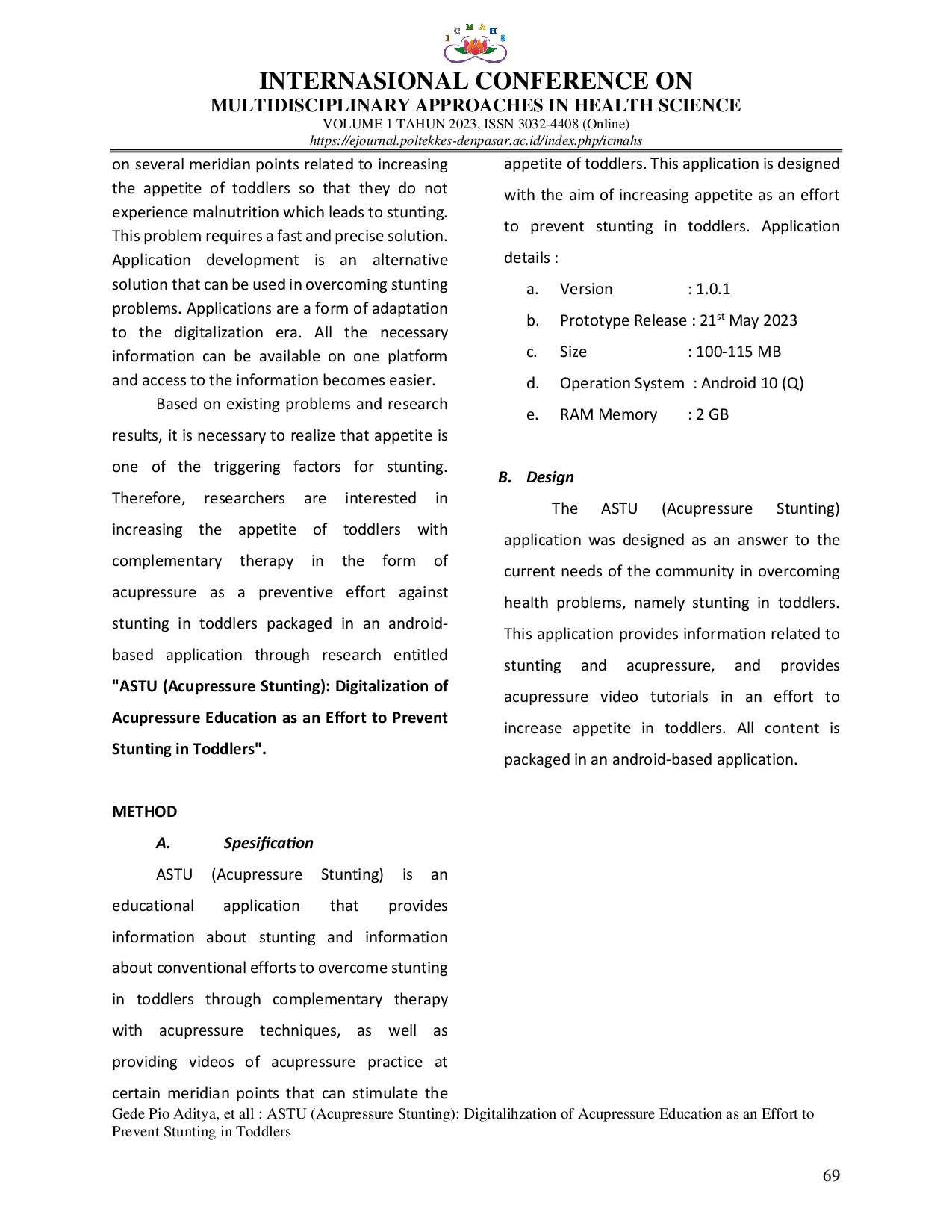 JURIS ASTU Acupressure Stunting Digitalization of Acupressure Education as an Effort to Prevent Stunting in Toddlers