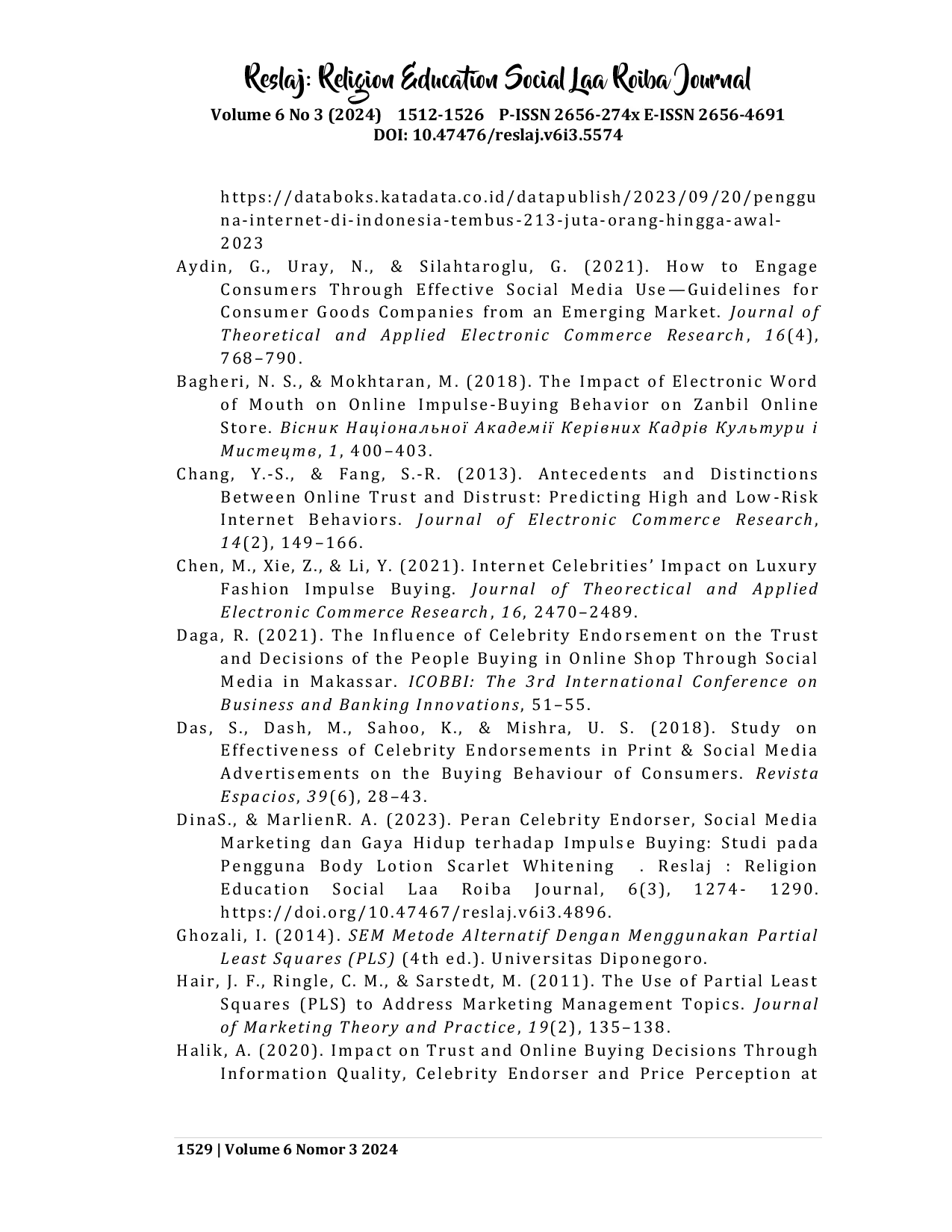 JURIS Pengaruh Viral Marketing dan Internet Celebrity Endorsement terhadap Impulse Buying Melalui Online Trust