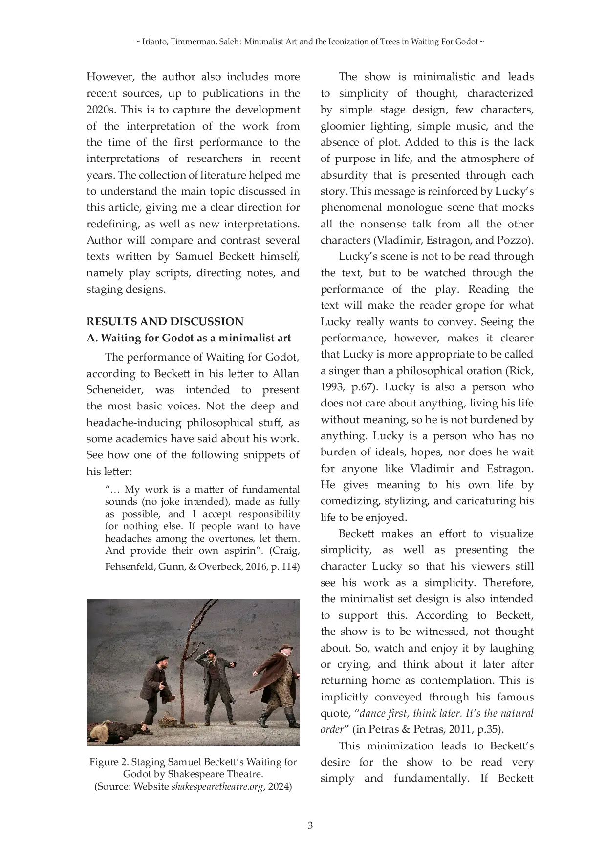 JURIS Minimalist Art and the Iconization of Trees in Waiting for Godot