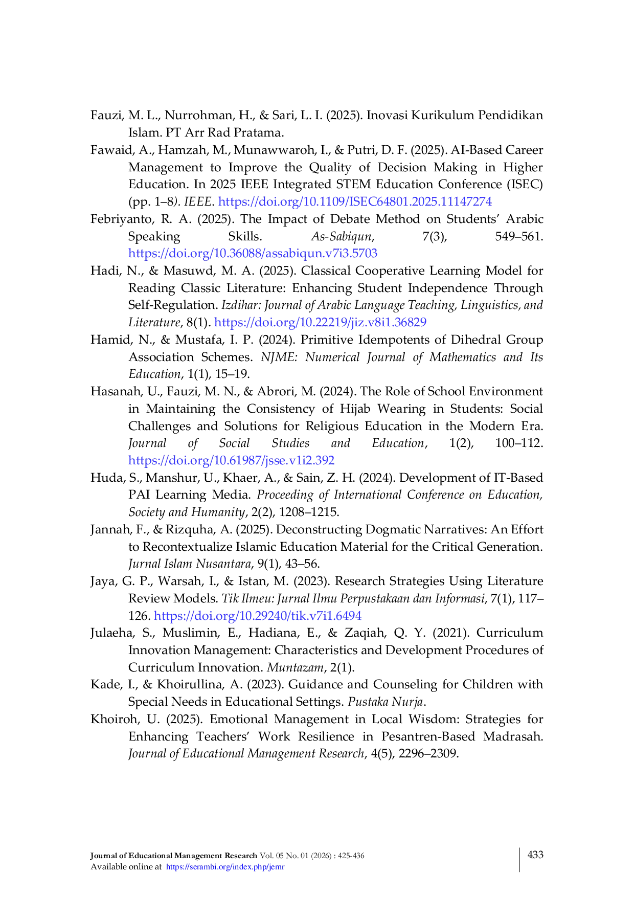 JURIS Islamic Education Management Model for Integrating Tahfizh and Vocational Education at Maahad Tahfiz