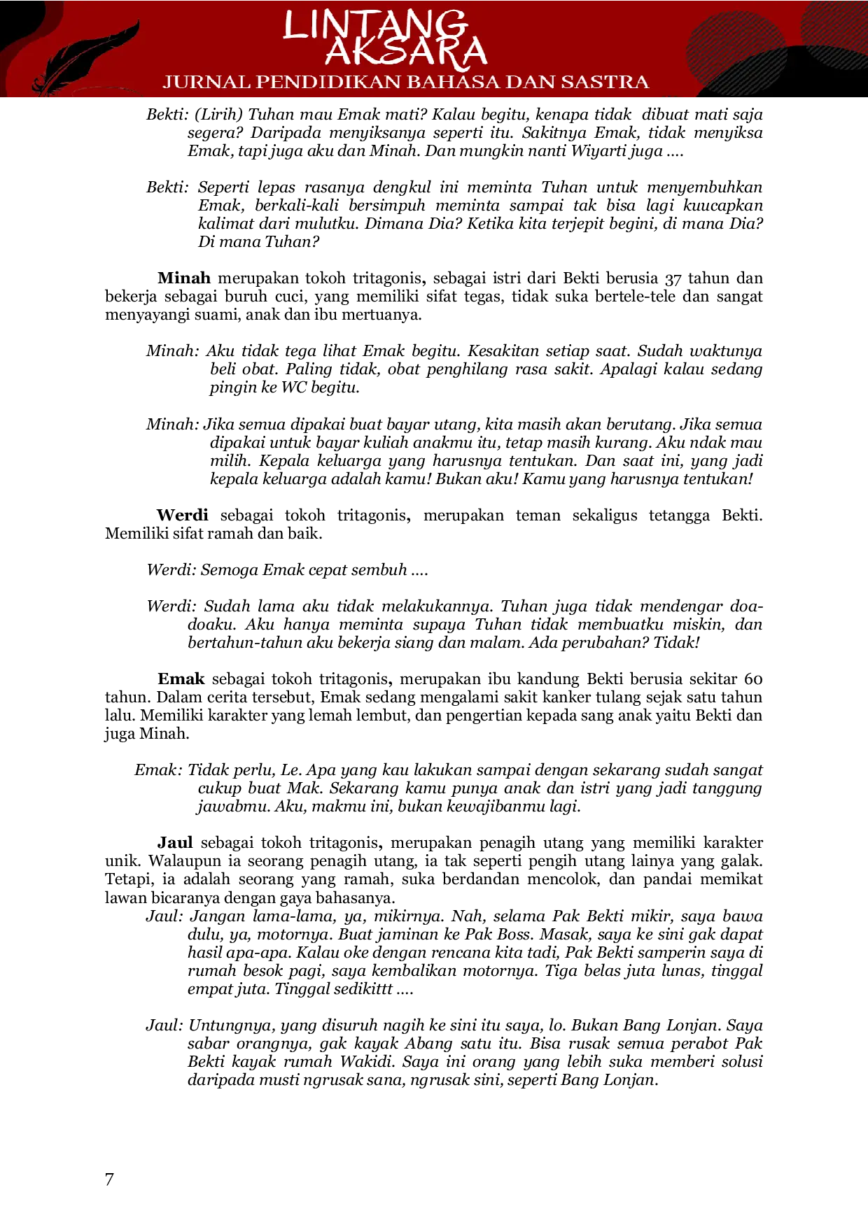 JURIS Analisis Struktural Naskah Drama Tuhan Tolong Bunuh Emak Karya Yessy Natalia