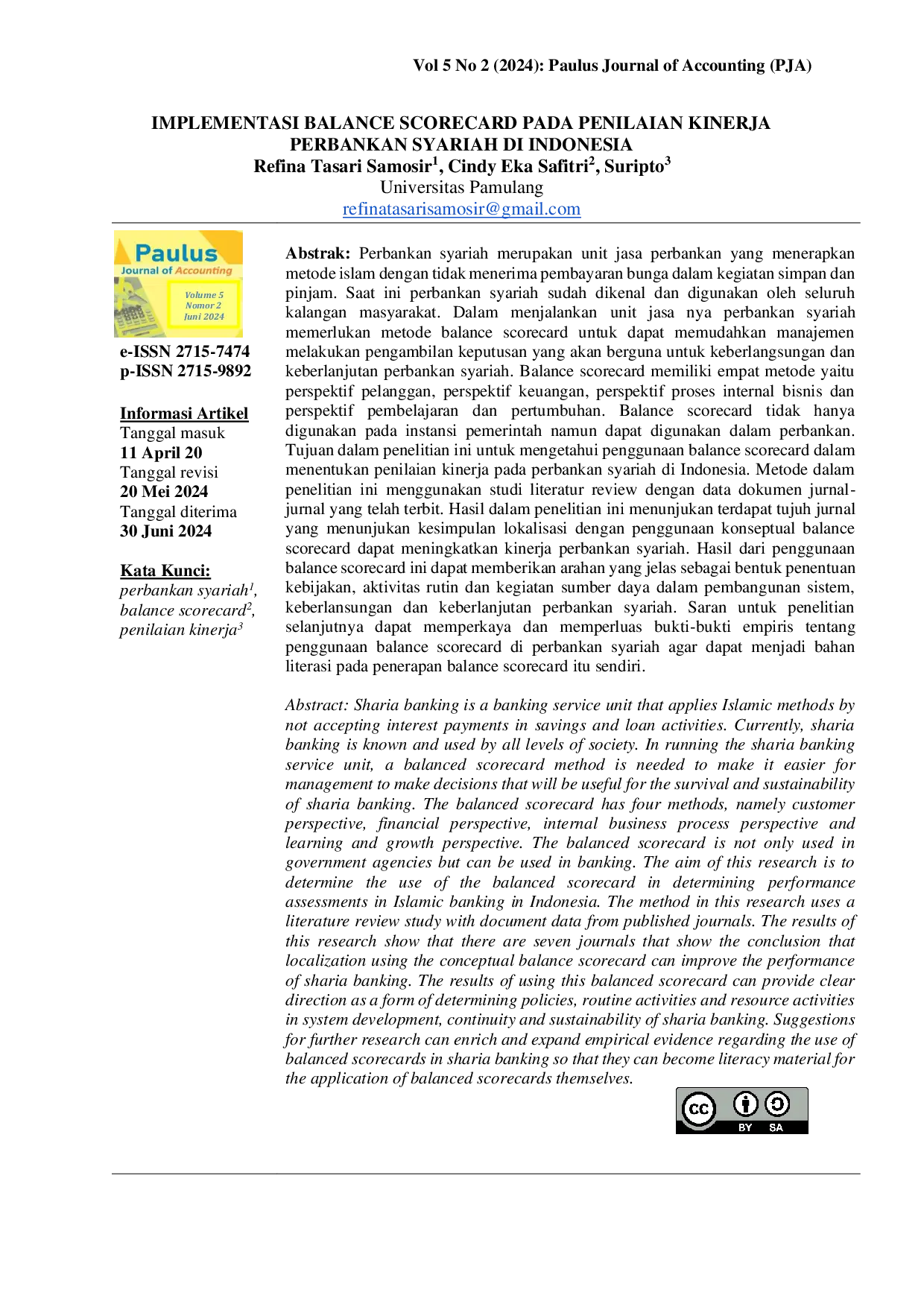 JURIS Implementasi Balance Scorecard Pada Penilaian Kinerja Perbankan Syariah Di Indonesia