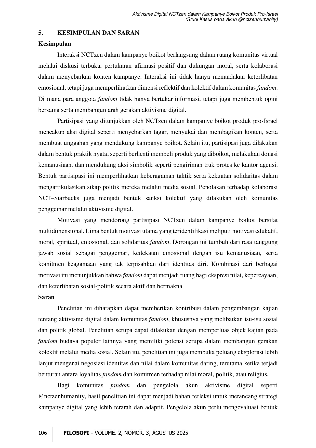 JURIS Aktivisme Digital NCTzen dalam Kampanye Boikot Produk Pro Israel Studi Kasus pada Akun nctzenhumanity